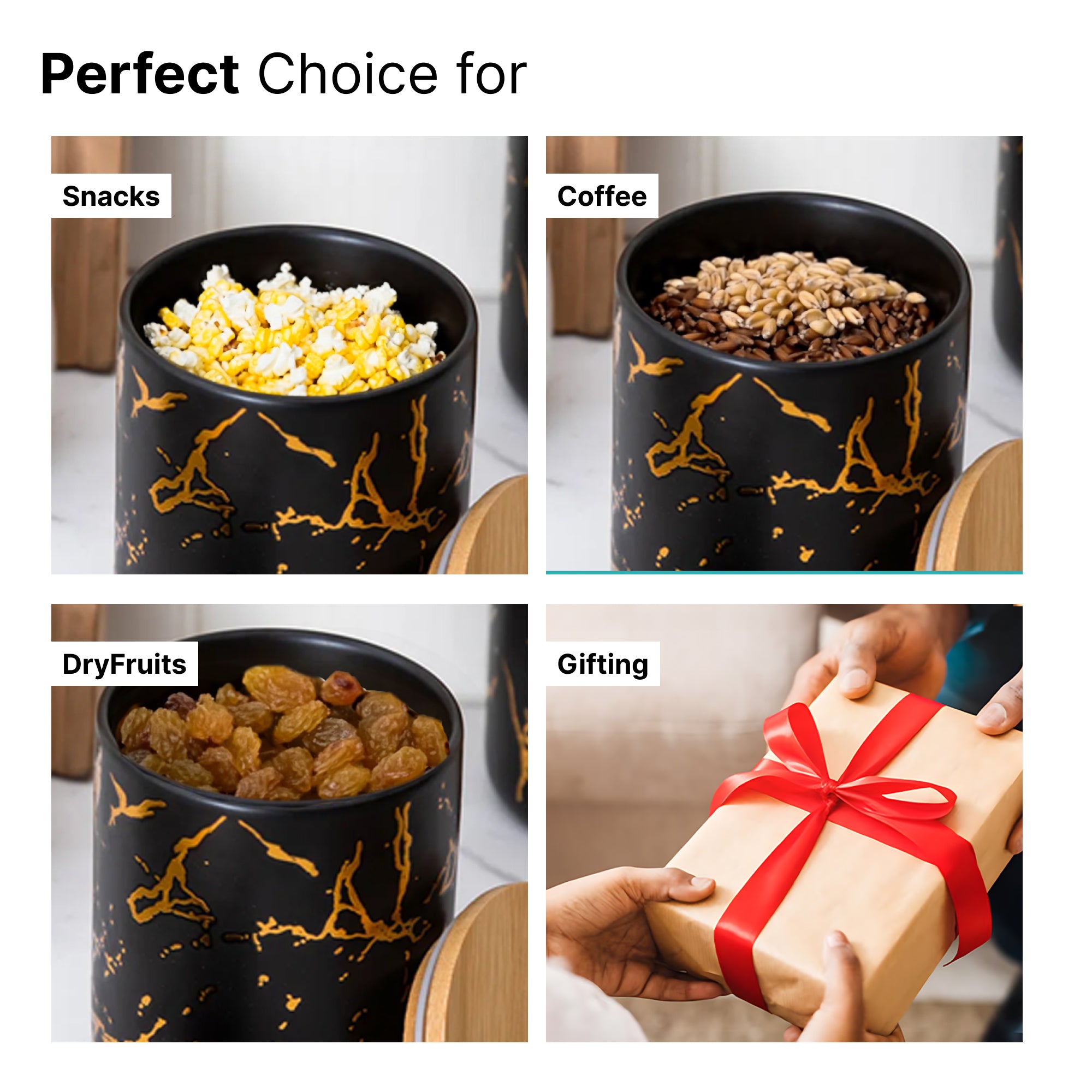 The Better Home Black-Gold Jar Set - stylish home decor