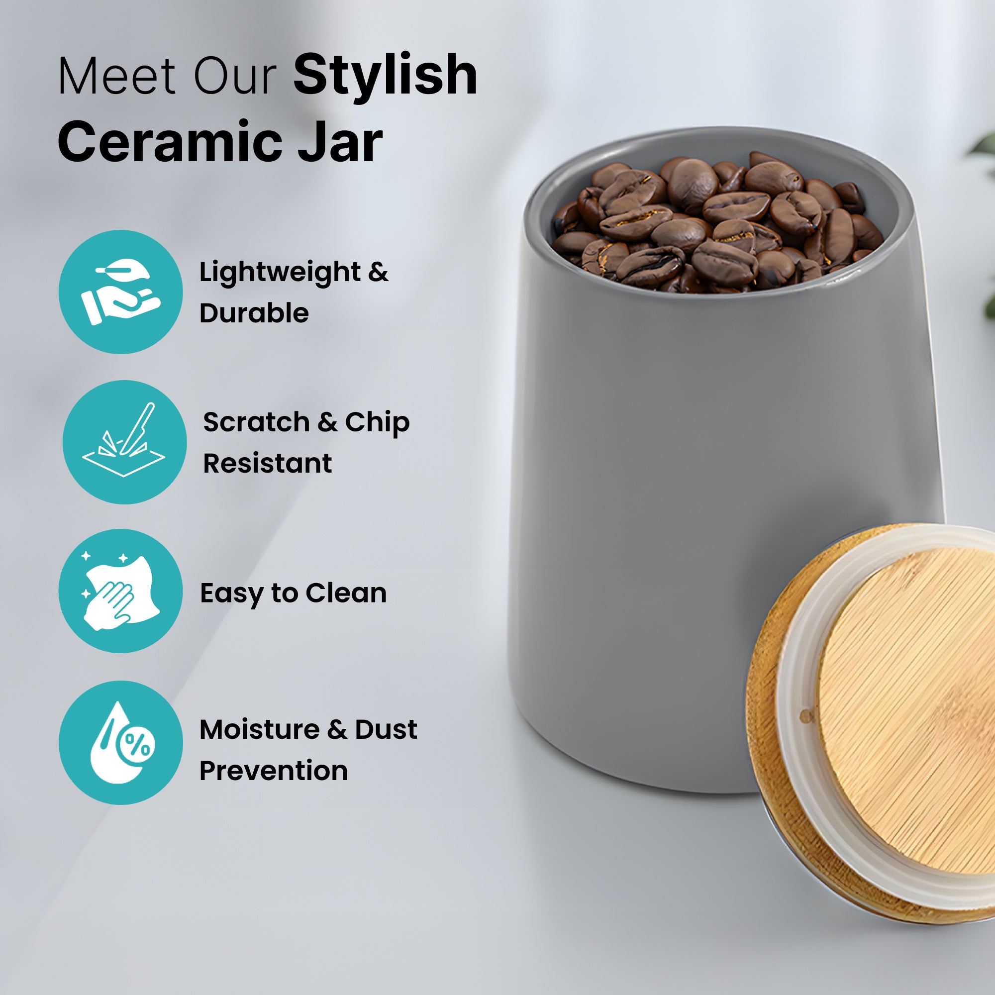 The Better Home airtight ceramic jar - snack keeper