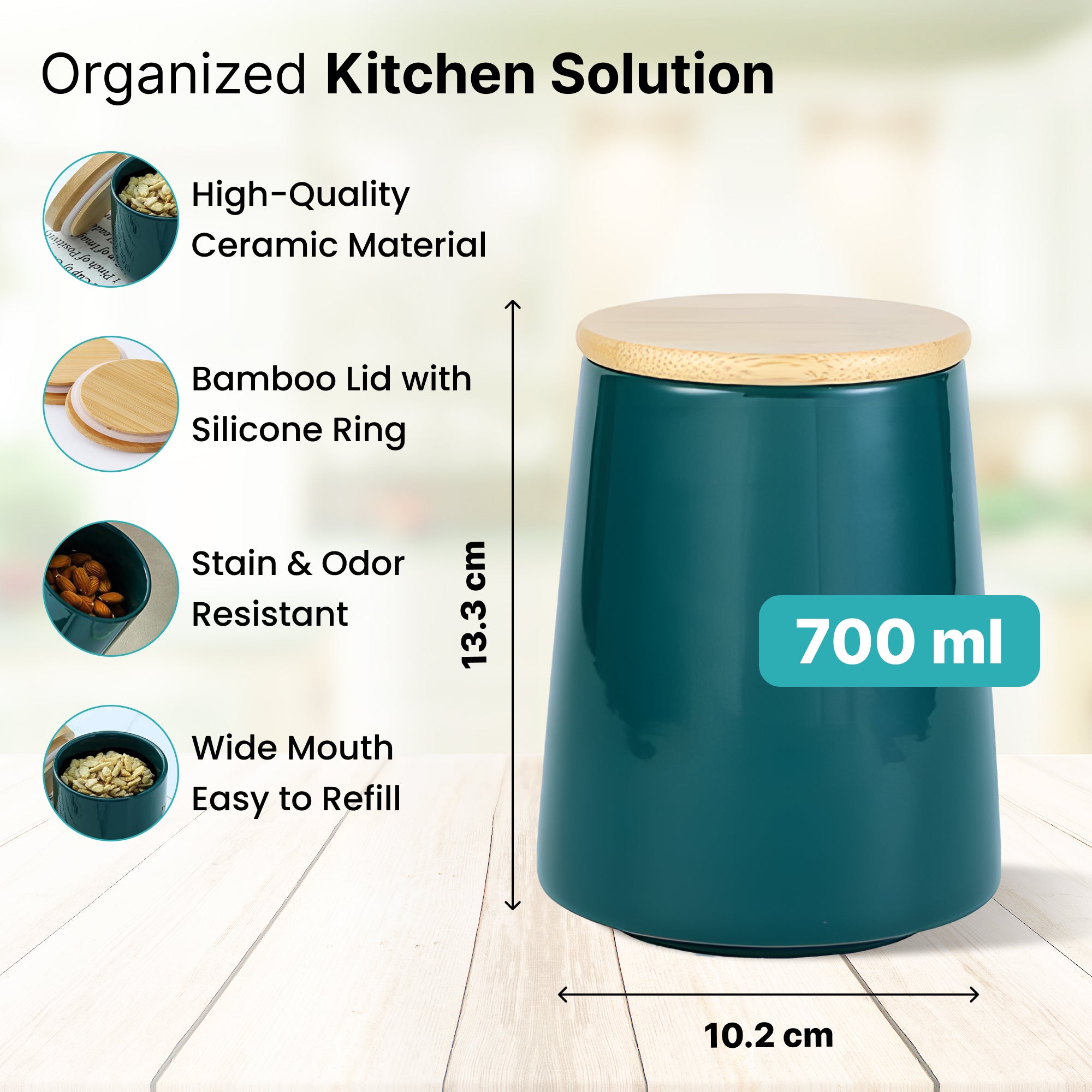 The Better Home green storage jars - elegant kitchen decor