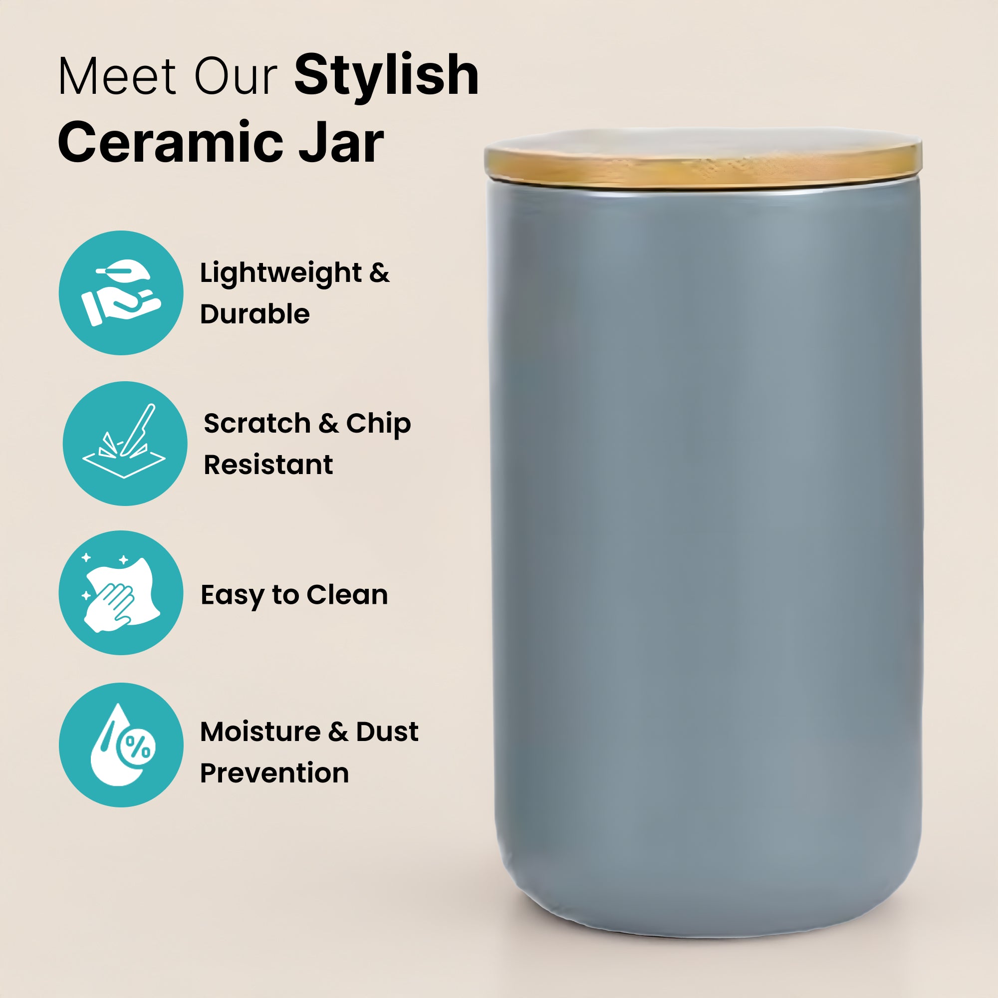 The Better Home grey ceramic jar - dry fruits storage