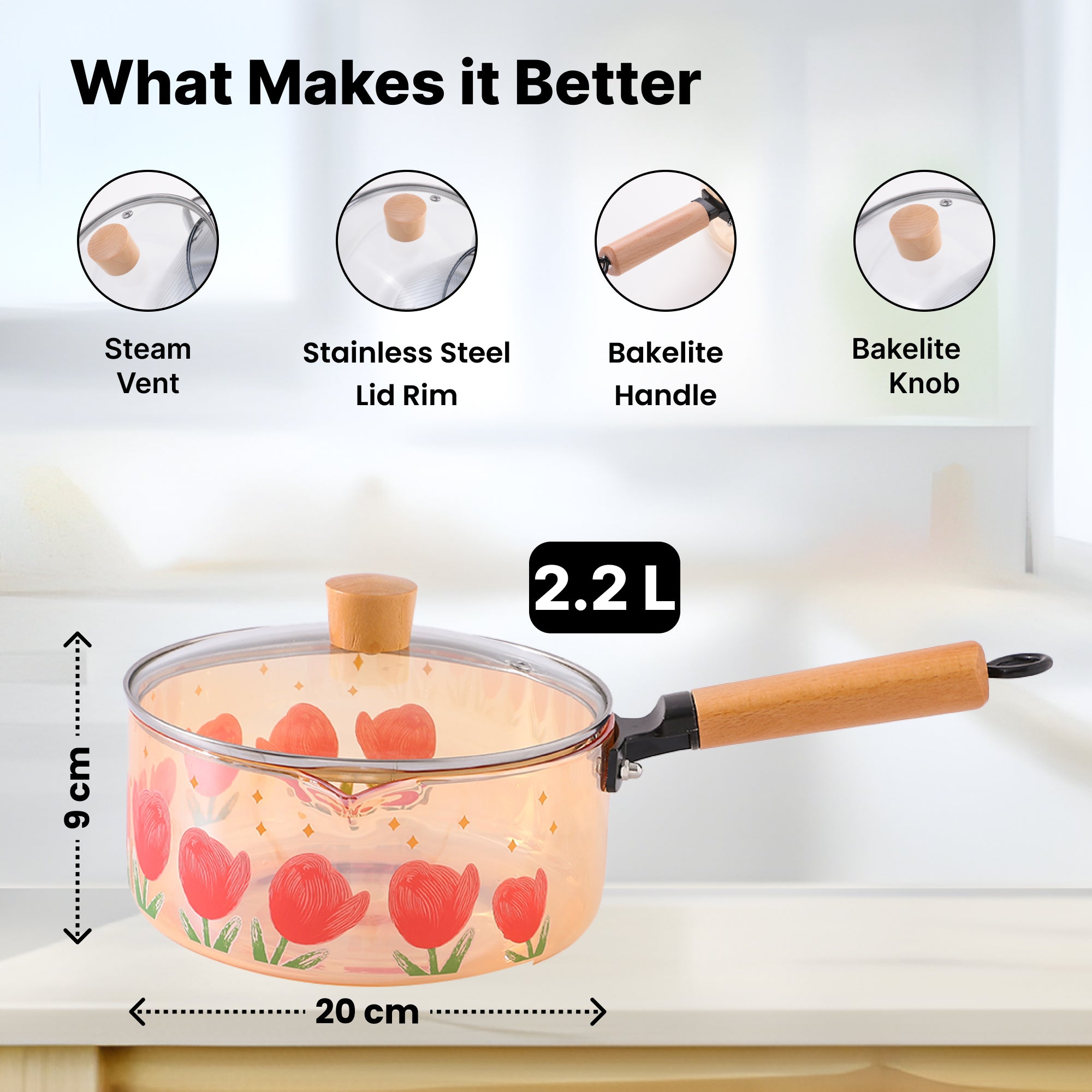 UMAI amber glass tea kettle - stylish and functional