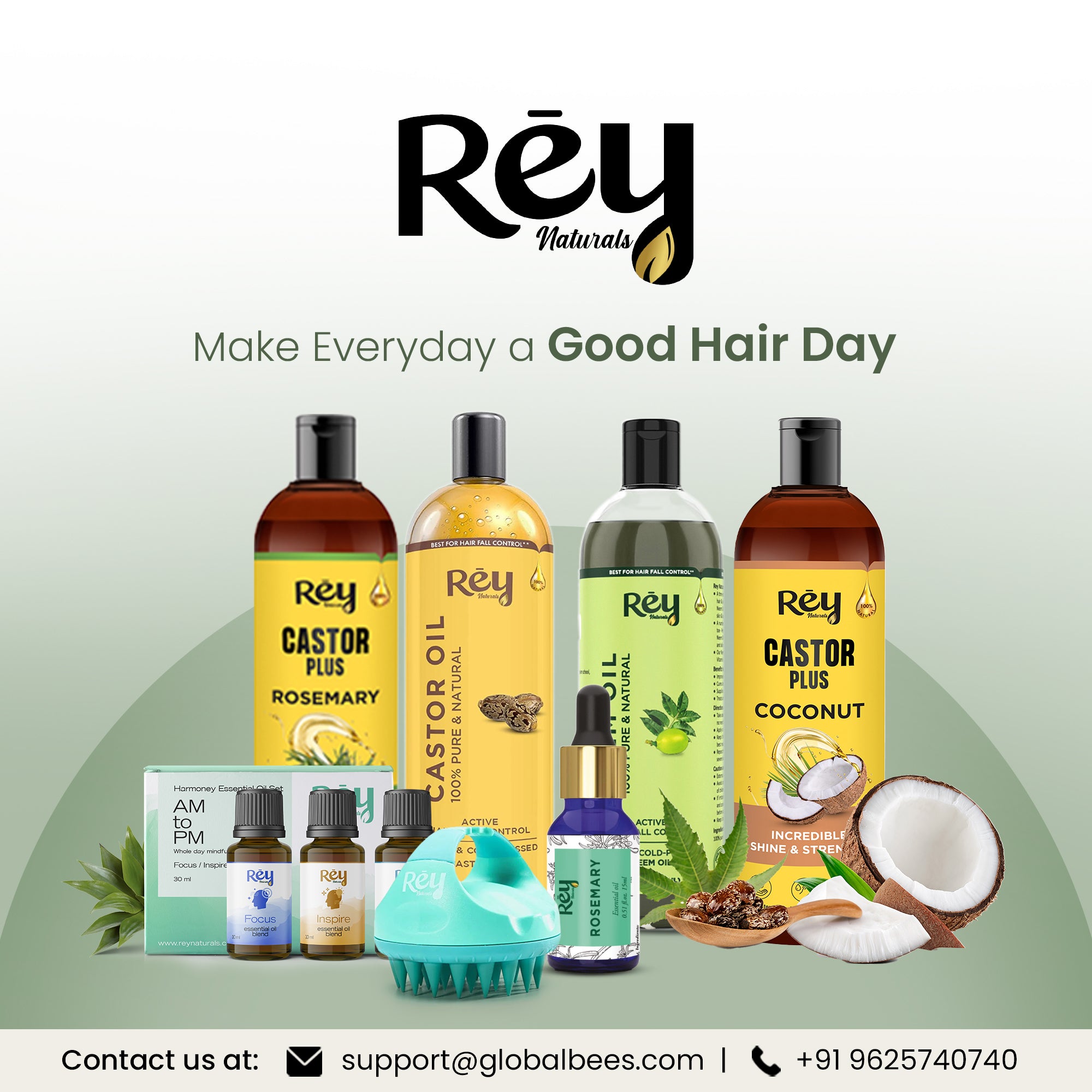 Rey Naturals Rosemary Hair Spray - Refreshing hair mist for daily use