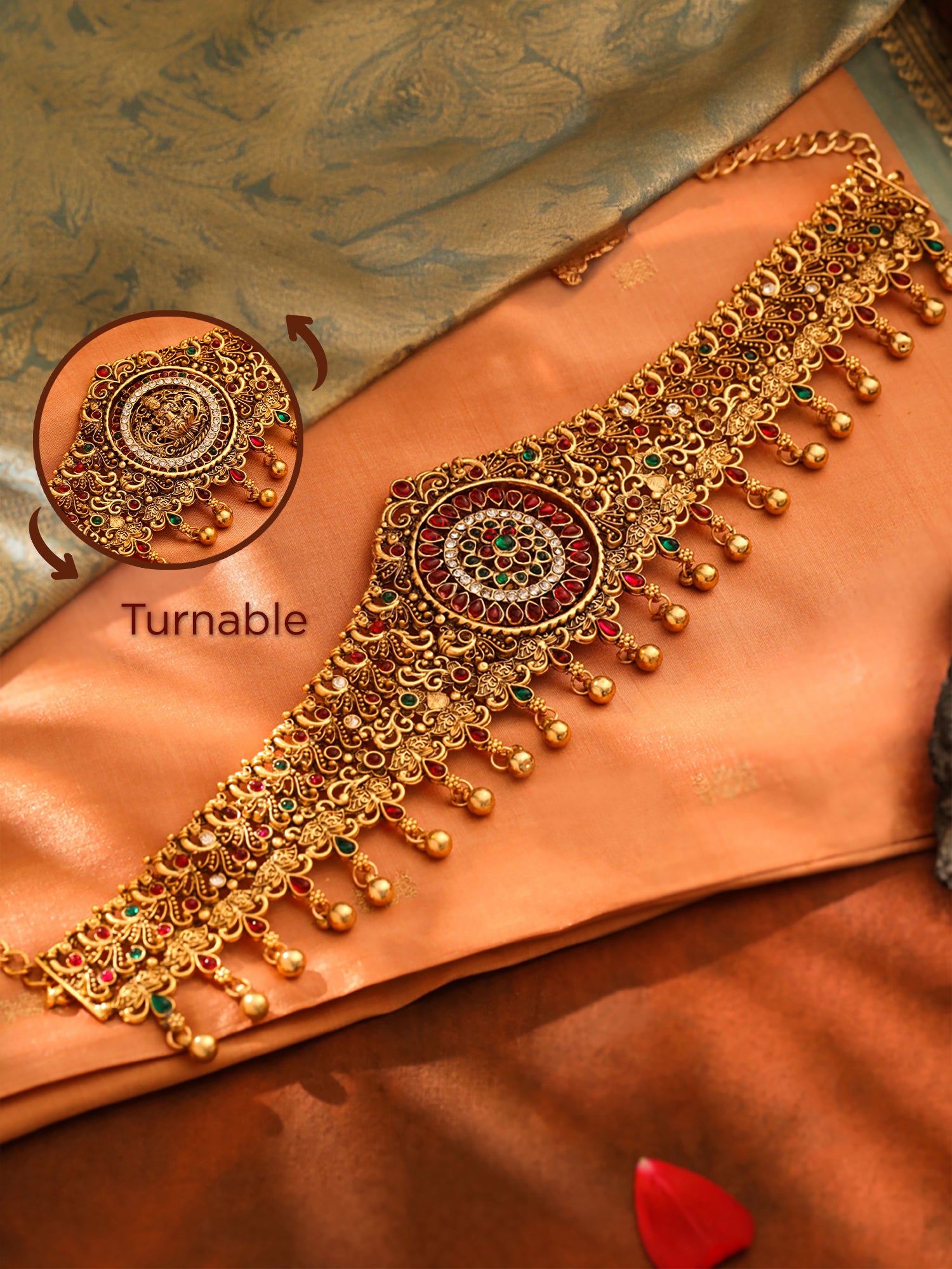 Yellow Chimes Kamarbandh - Traditional gold waist chain