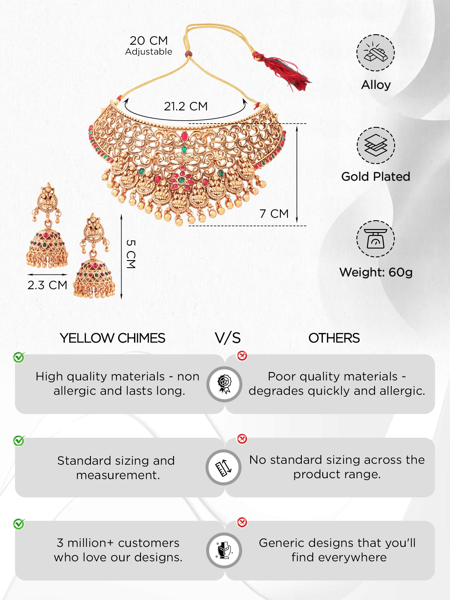 Yellow Chimes necklace and earrings set - perfect gift for women