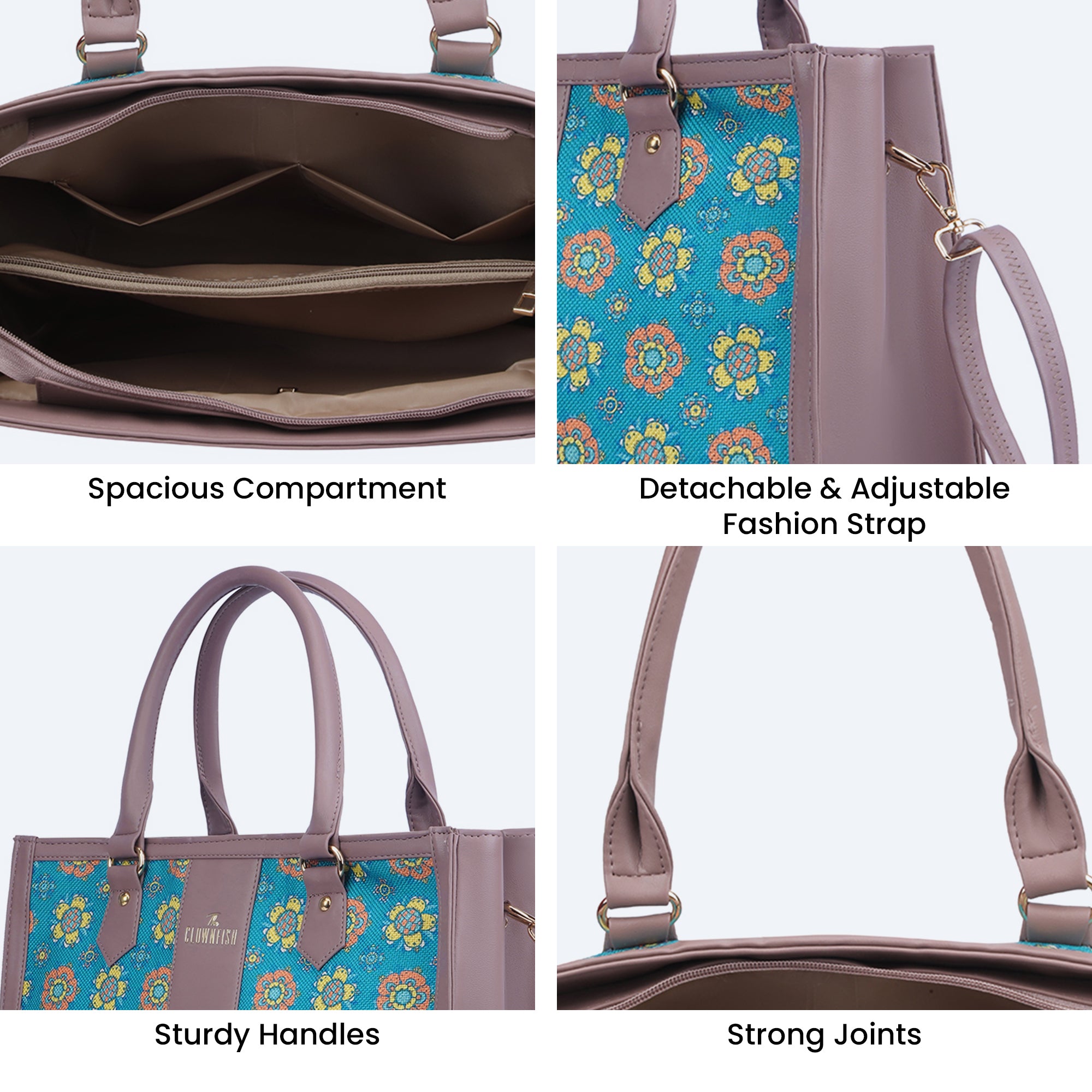 Clownfish Allure Tote Bag - Trendy floral weekend getaway bag