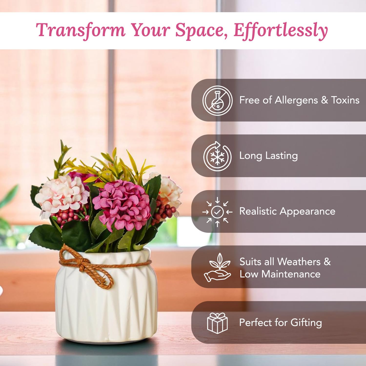 Ekhasa indoor artificial flowers - low maintenance home decor