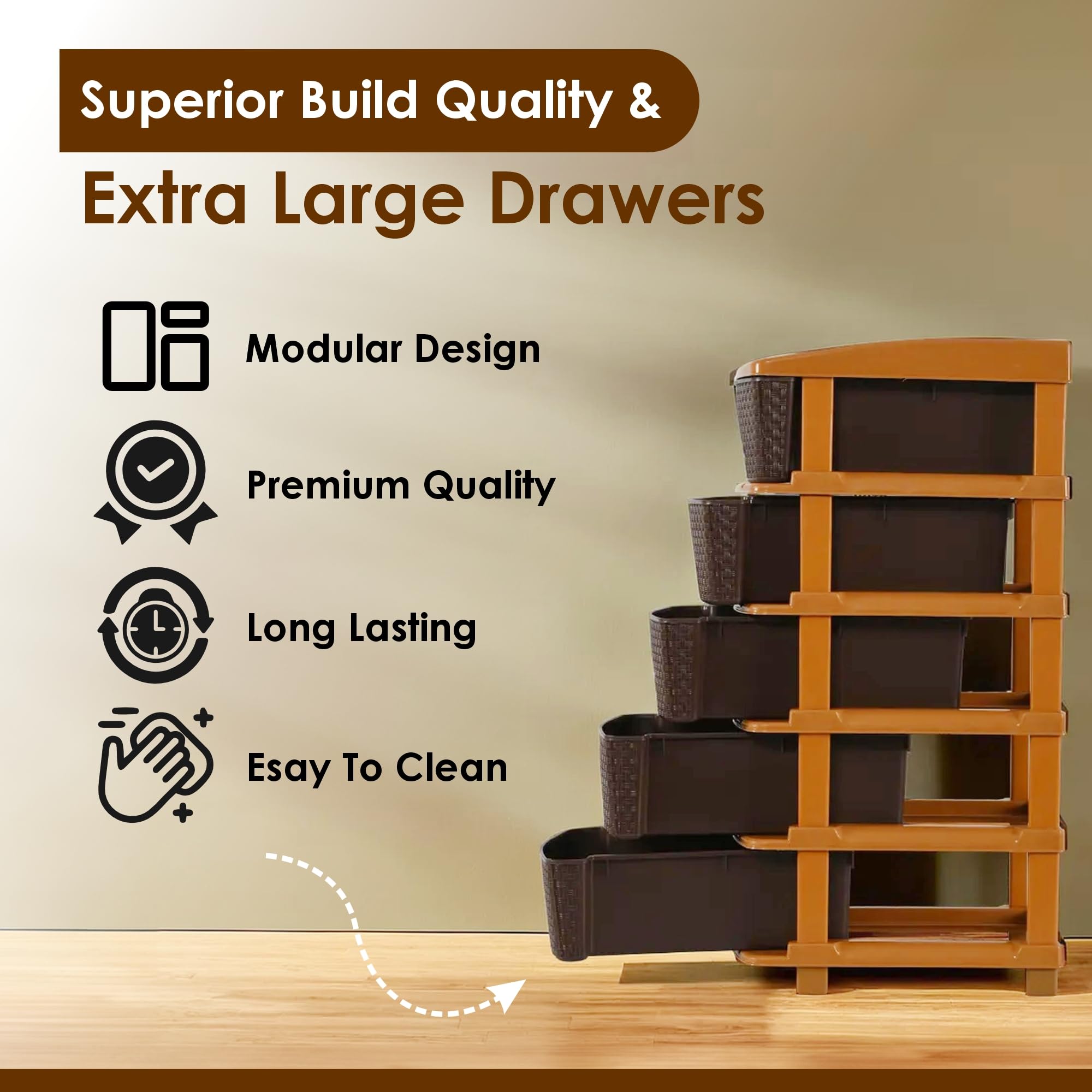 Kuber Industries 5-layer drawer unit - modular storage cabinet