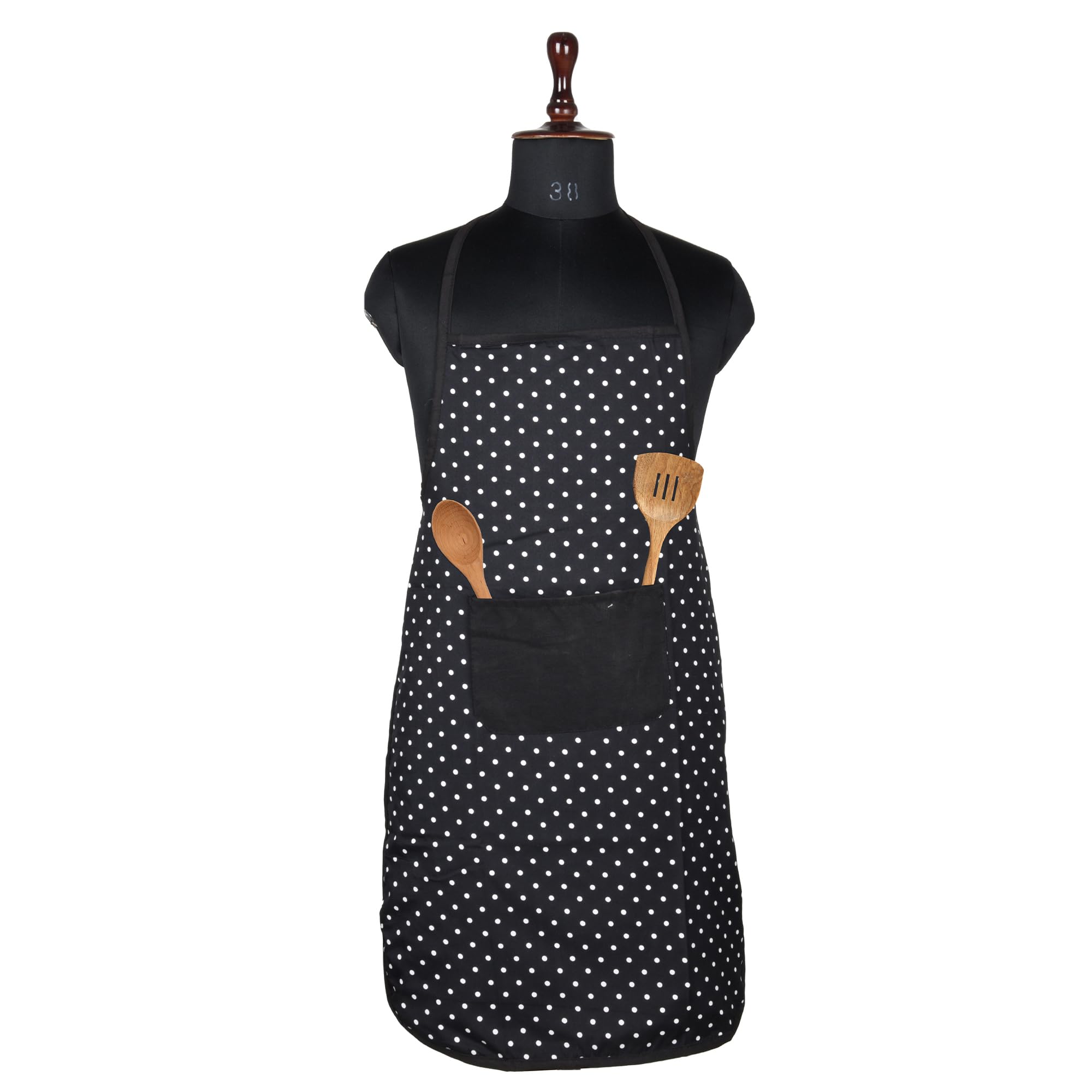 Kuber Industries kitchen apron - black dot print kitchen dress