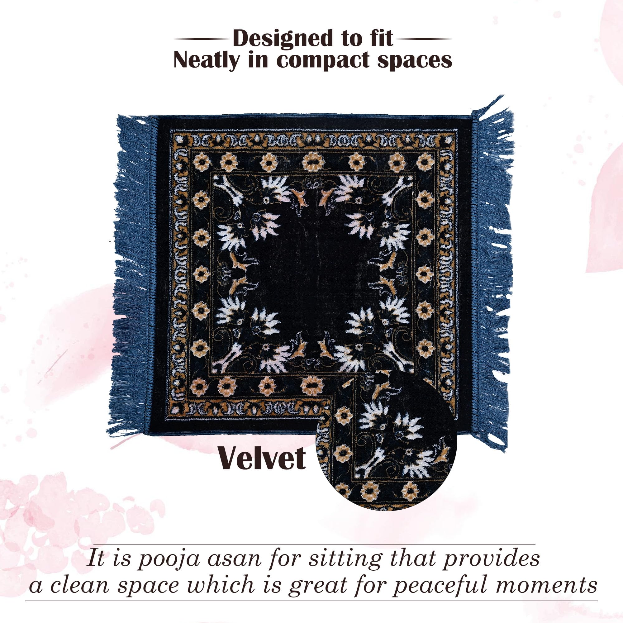 Kuber Industries Floral Velvet Pooja Mat - Prayer area enhancements
