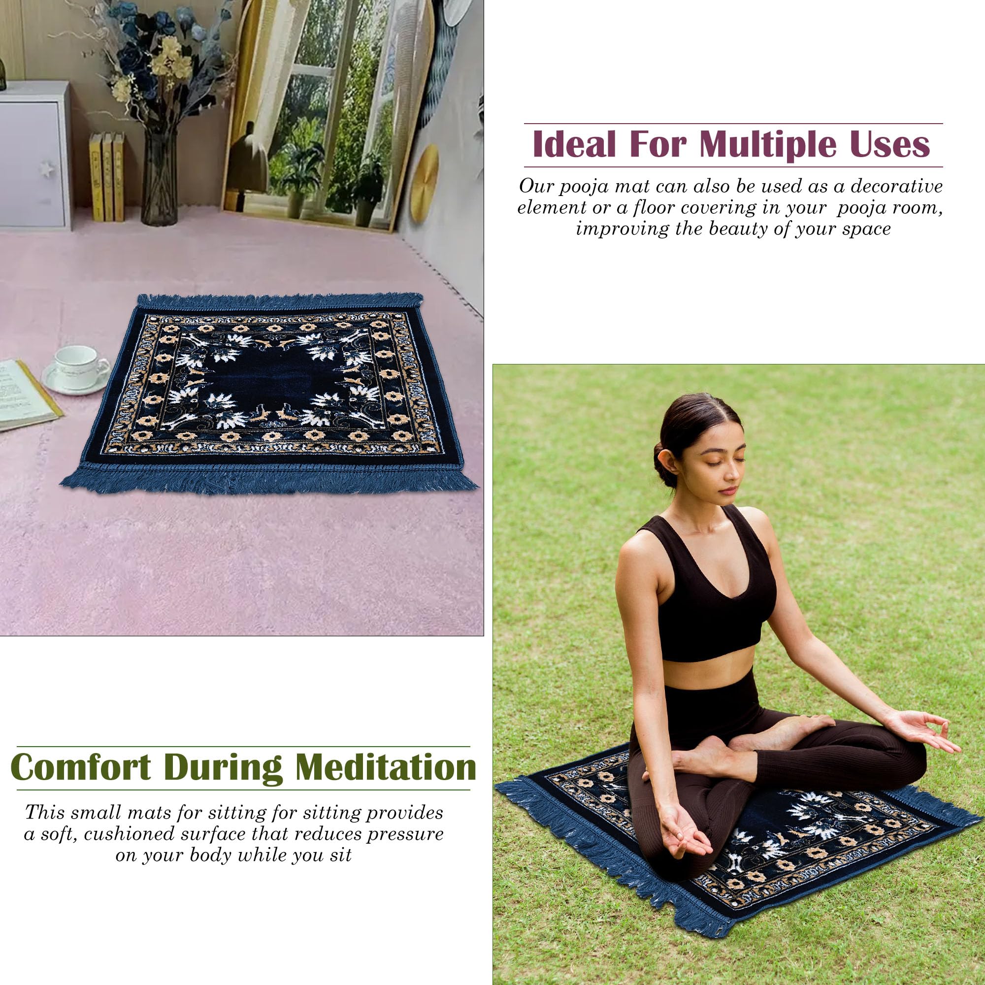 Kuber Industries Home Velvet Pooja Mat - Meditation space