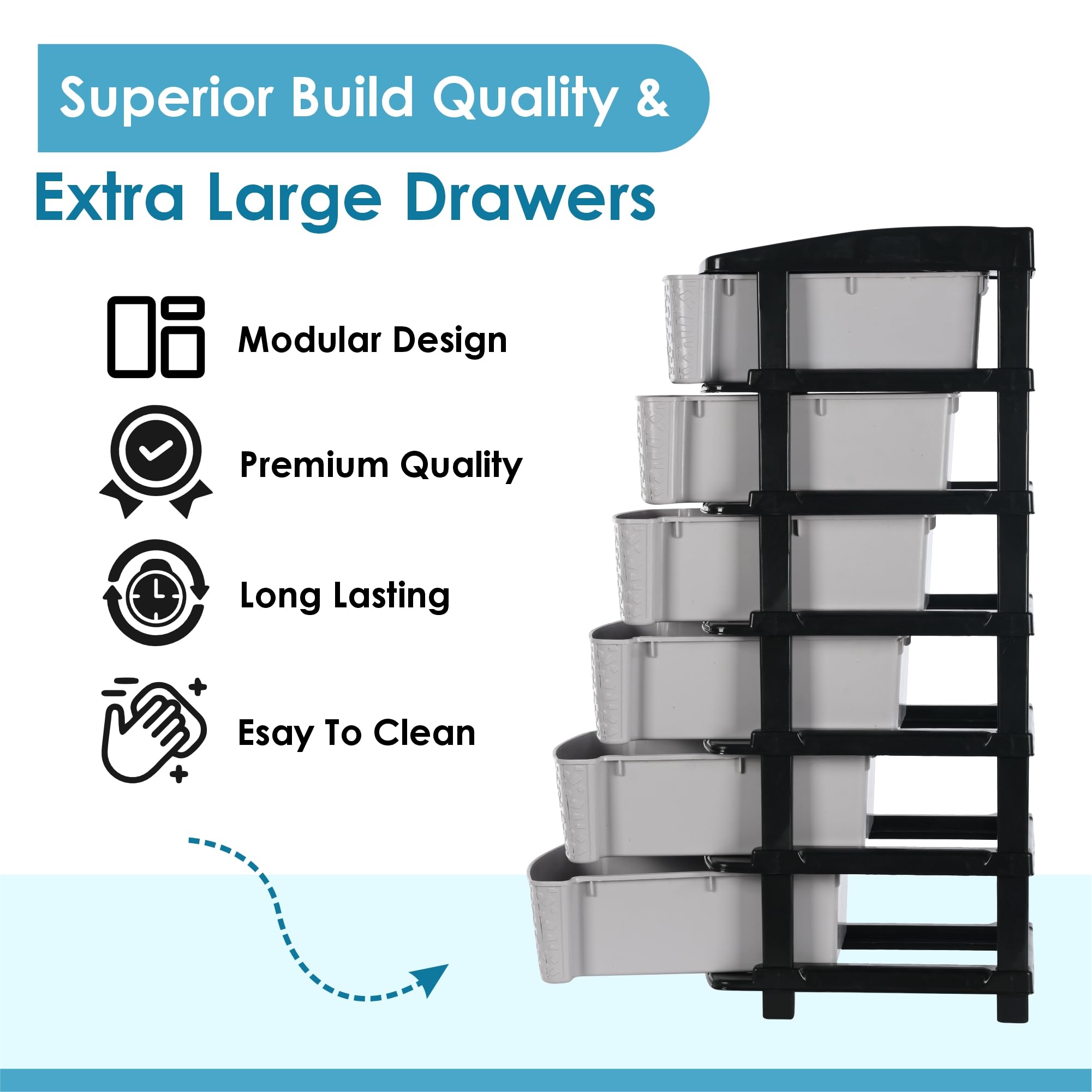 Kuber Industries Plastic Drawer Storage - Bedroom Organizer