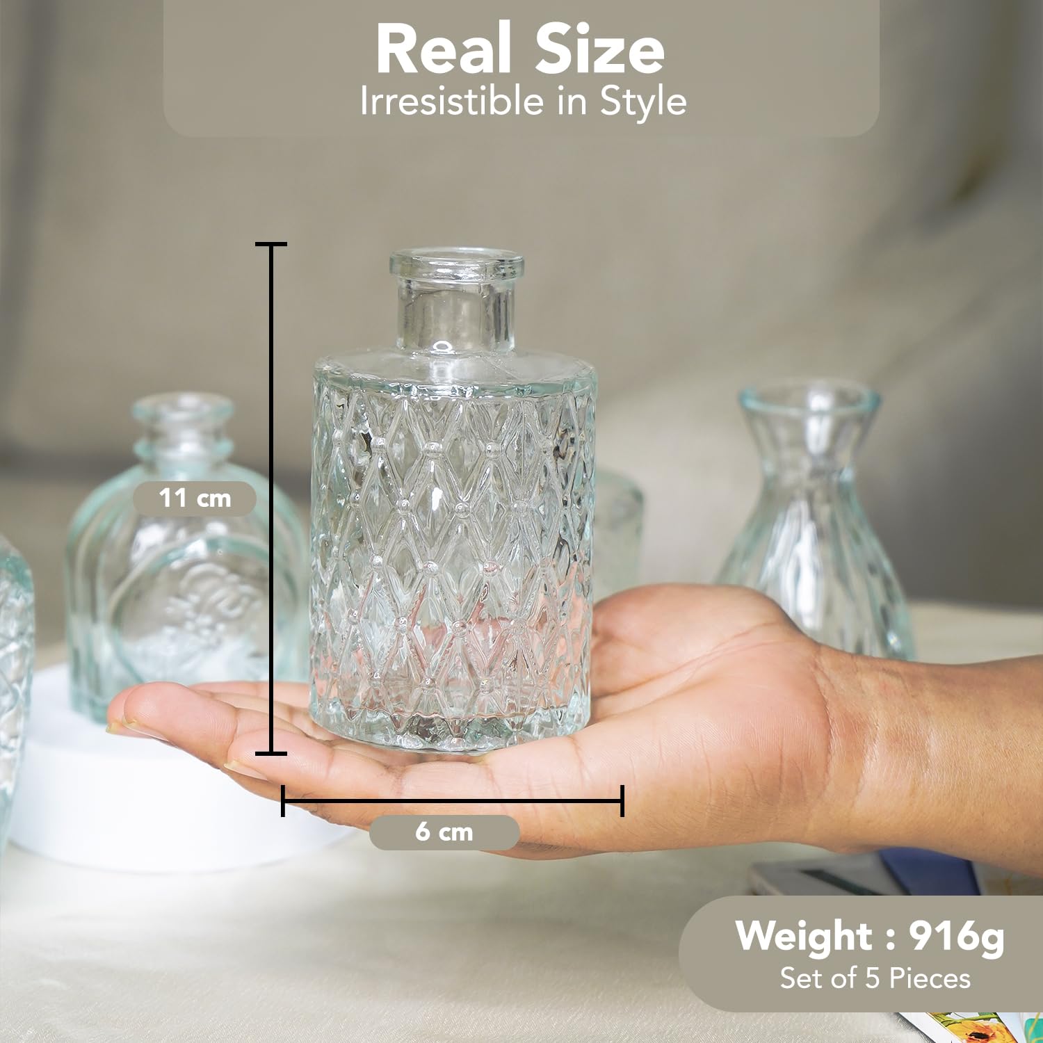 Ekhasa white glass bud vases - elegant office decor