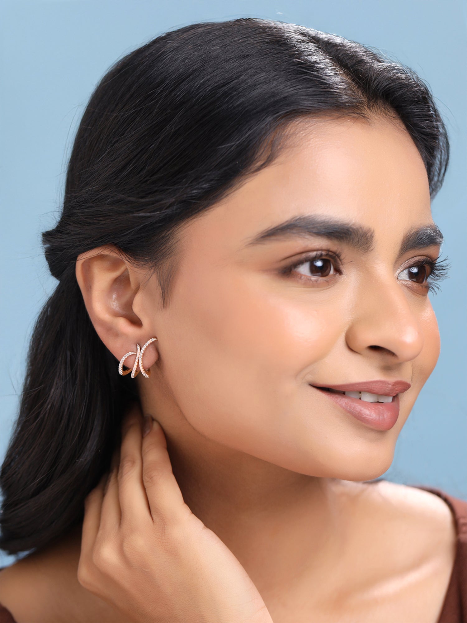 Yellow Chimes rose gold stud earrings - stylish party accessory