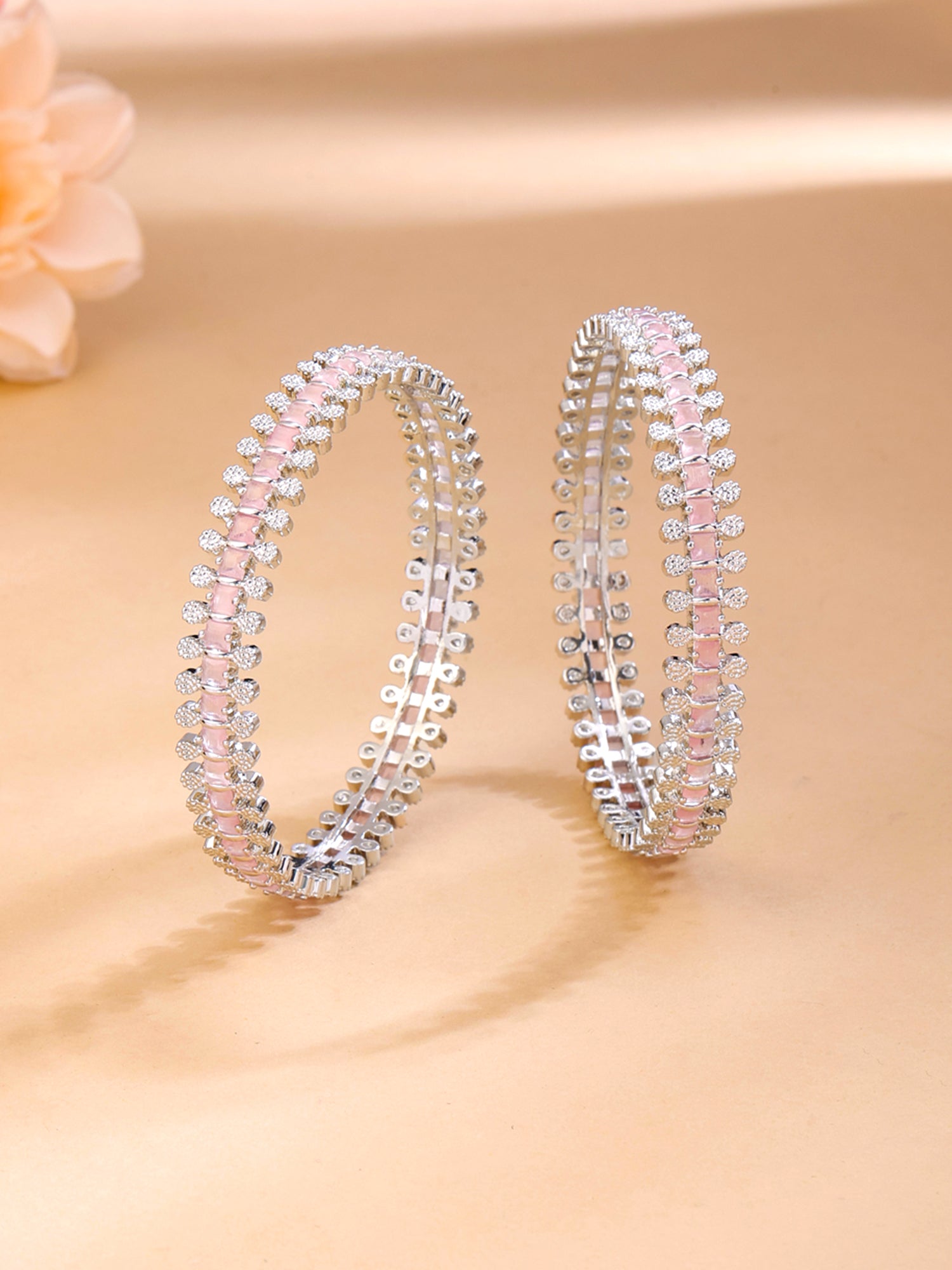 Yellow Chimes Rhodium Plated Bangles - Perfect gift for women