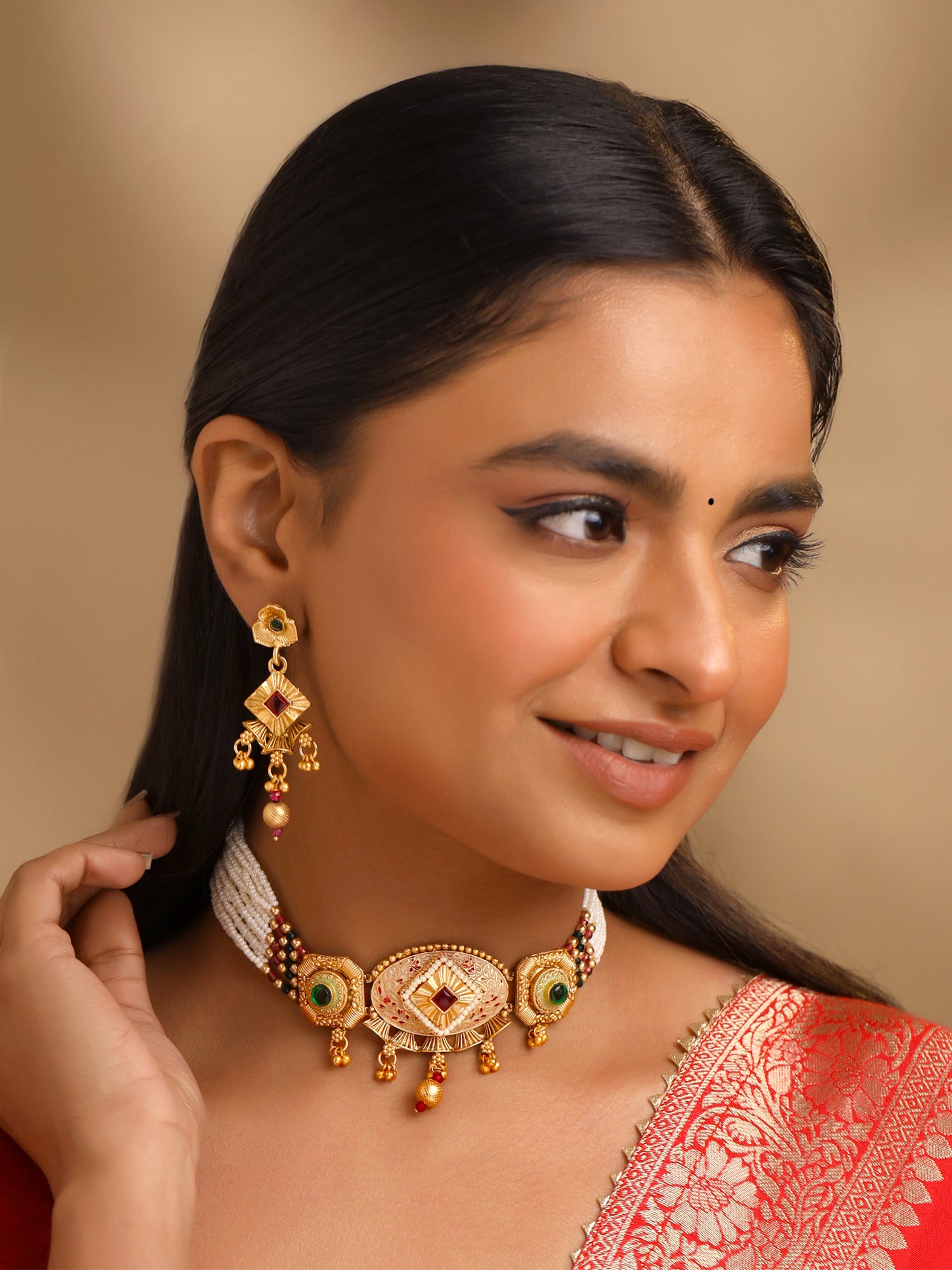 Yellow Chimes Ethnic Jewellery Set - Traditional attire enhancer