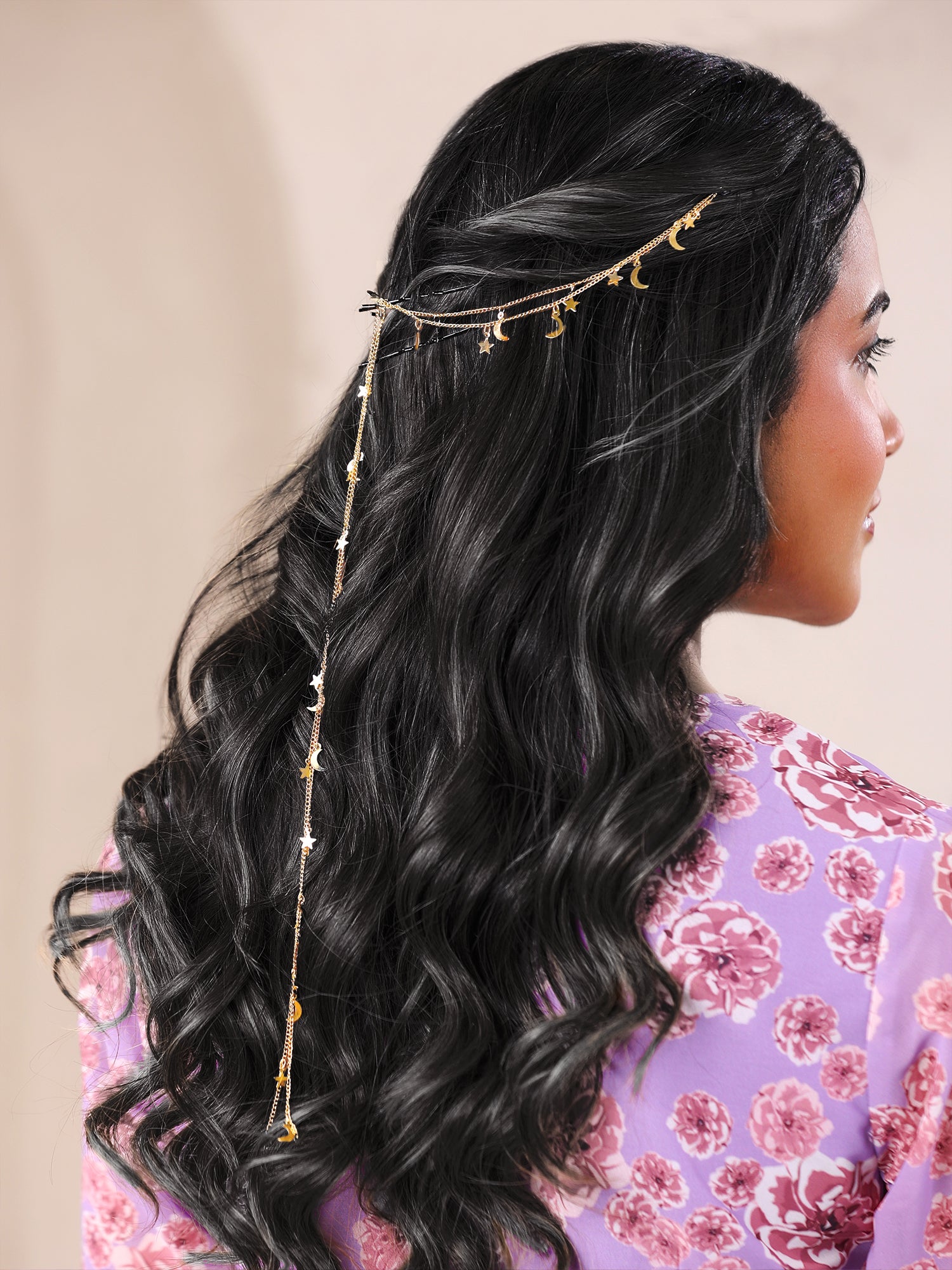 Yellow Chimes bridal hair vine - lightweight gold design