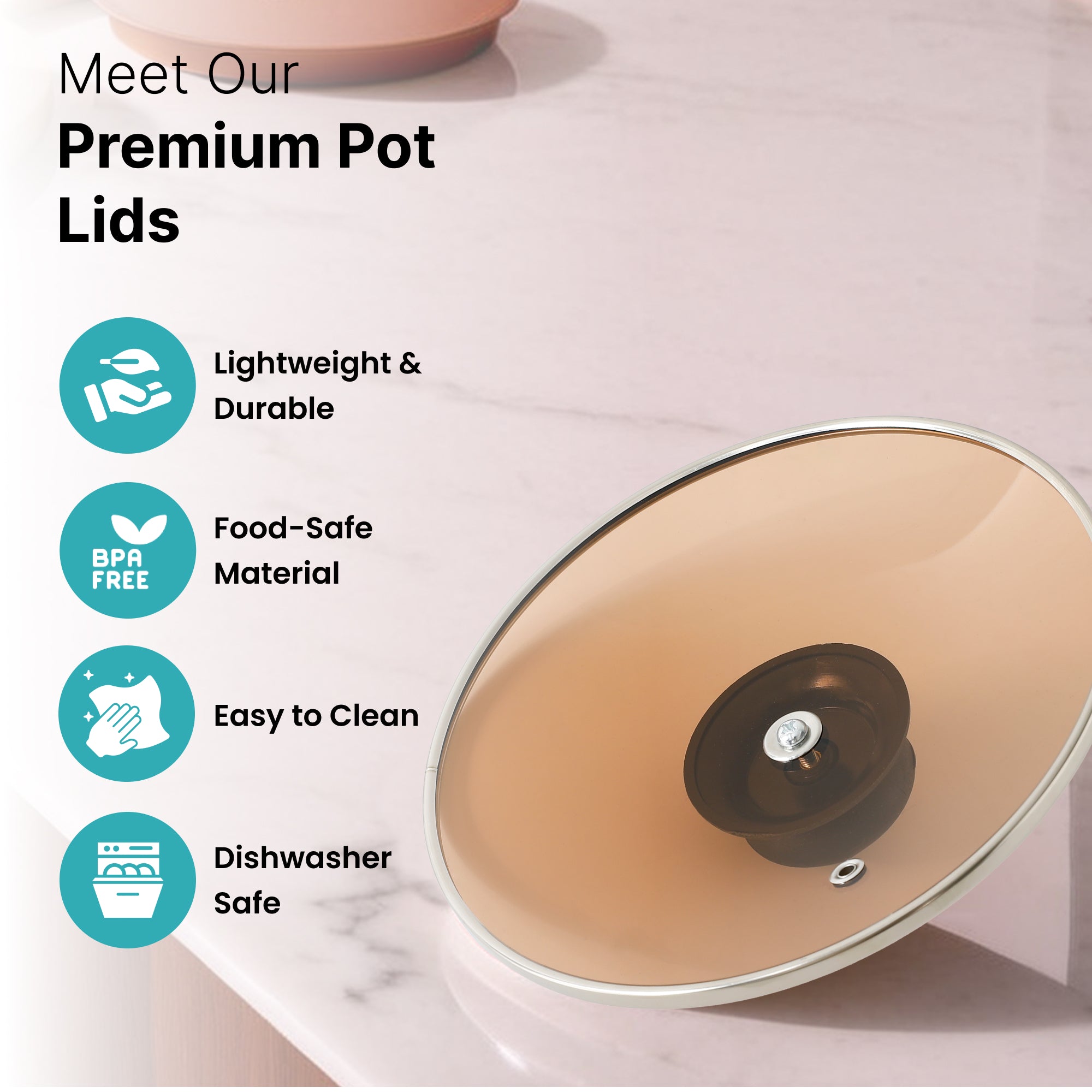 The Better Home UMAI Pot Lid 24 cm - Dishwasher Safe Cooking Aid