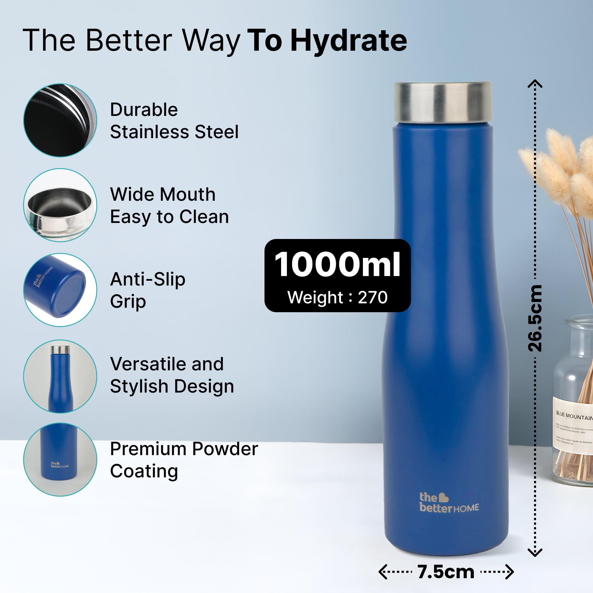 The Better Home stainless steel water bottle - office use