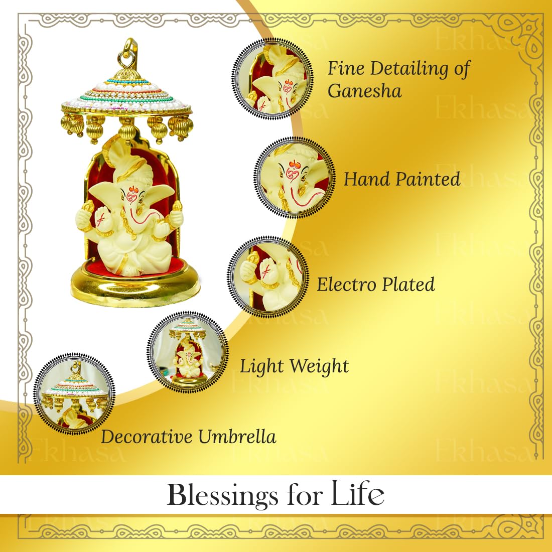 Ekhasa Ivory Ganesh Statue - Festival Decorative Piece