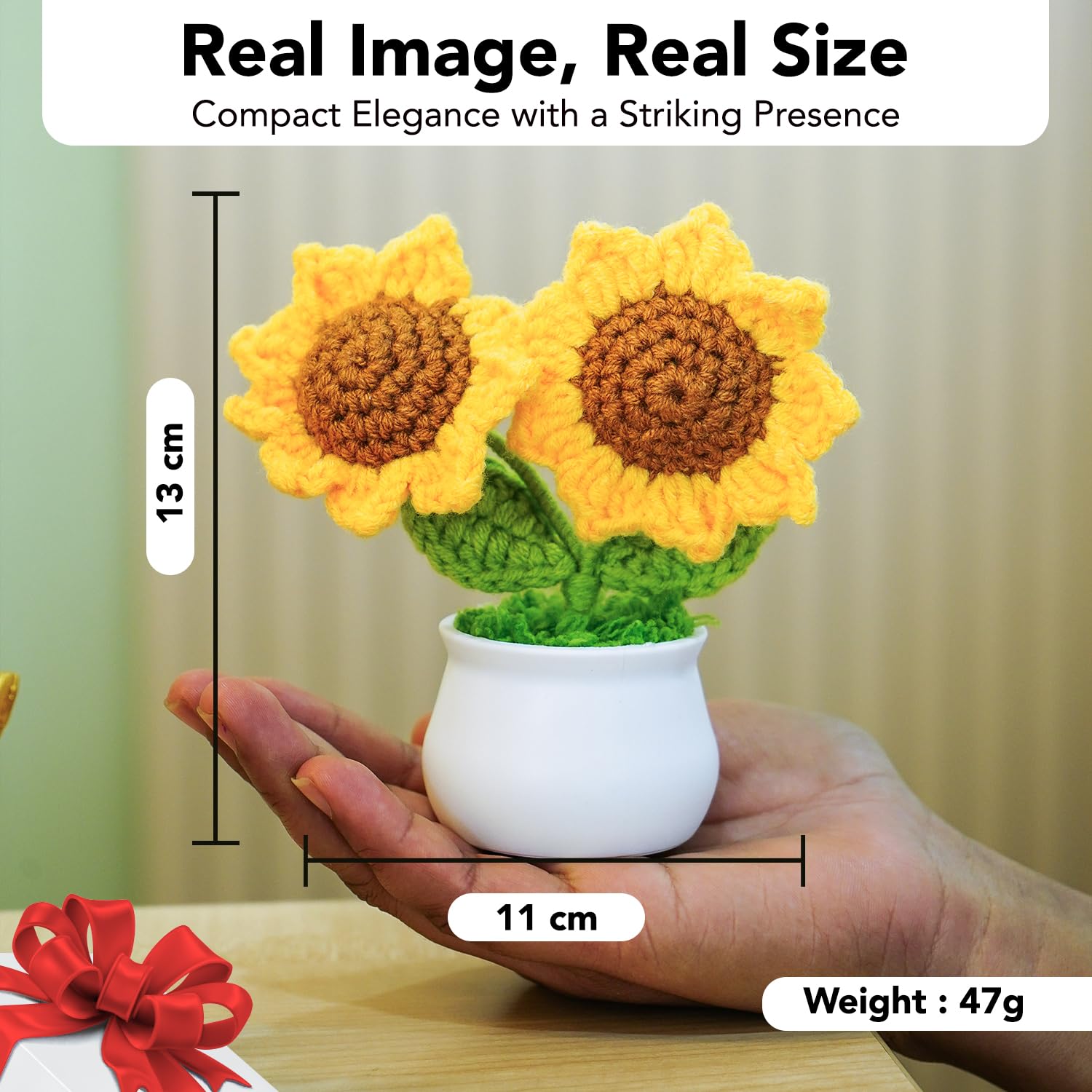 Ekhasa Crochet Pot with Sunflowers - Gift idea for loved ones