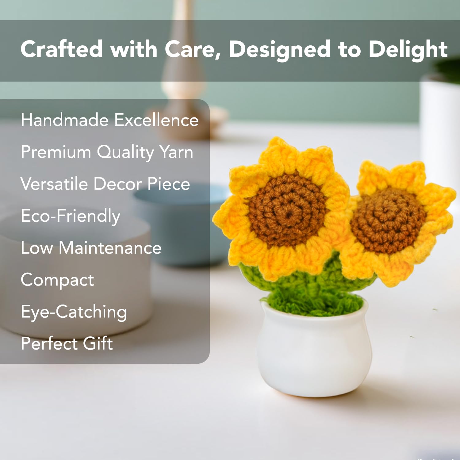 Ekhasa Yarn Crochet Flowers - Charming kitchen shelf display