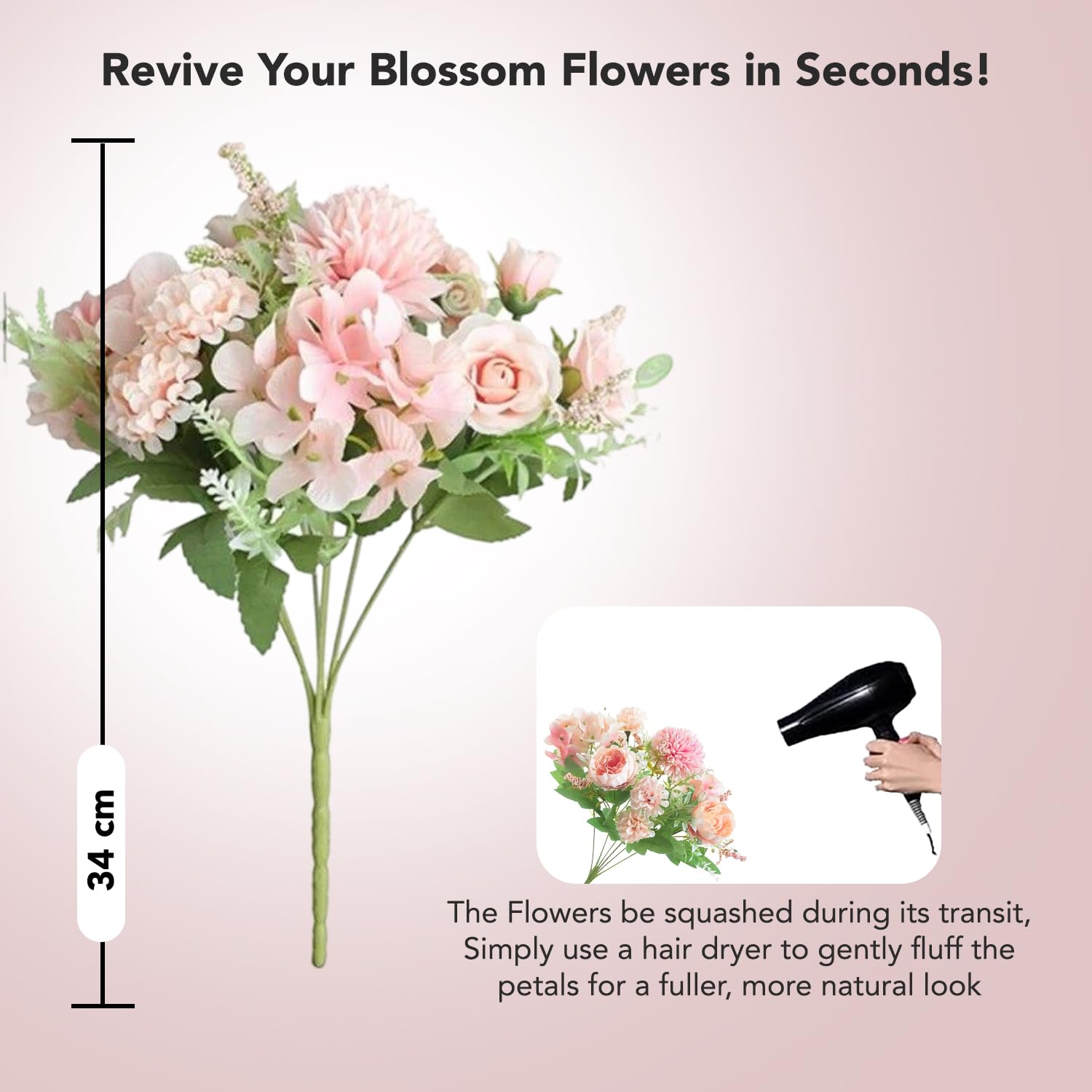 Ekhasa Pink Rose Artificial Flowers - Office Decoration