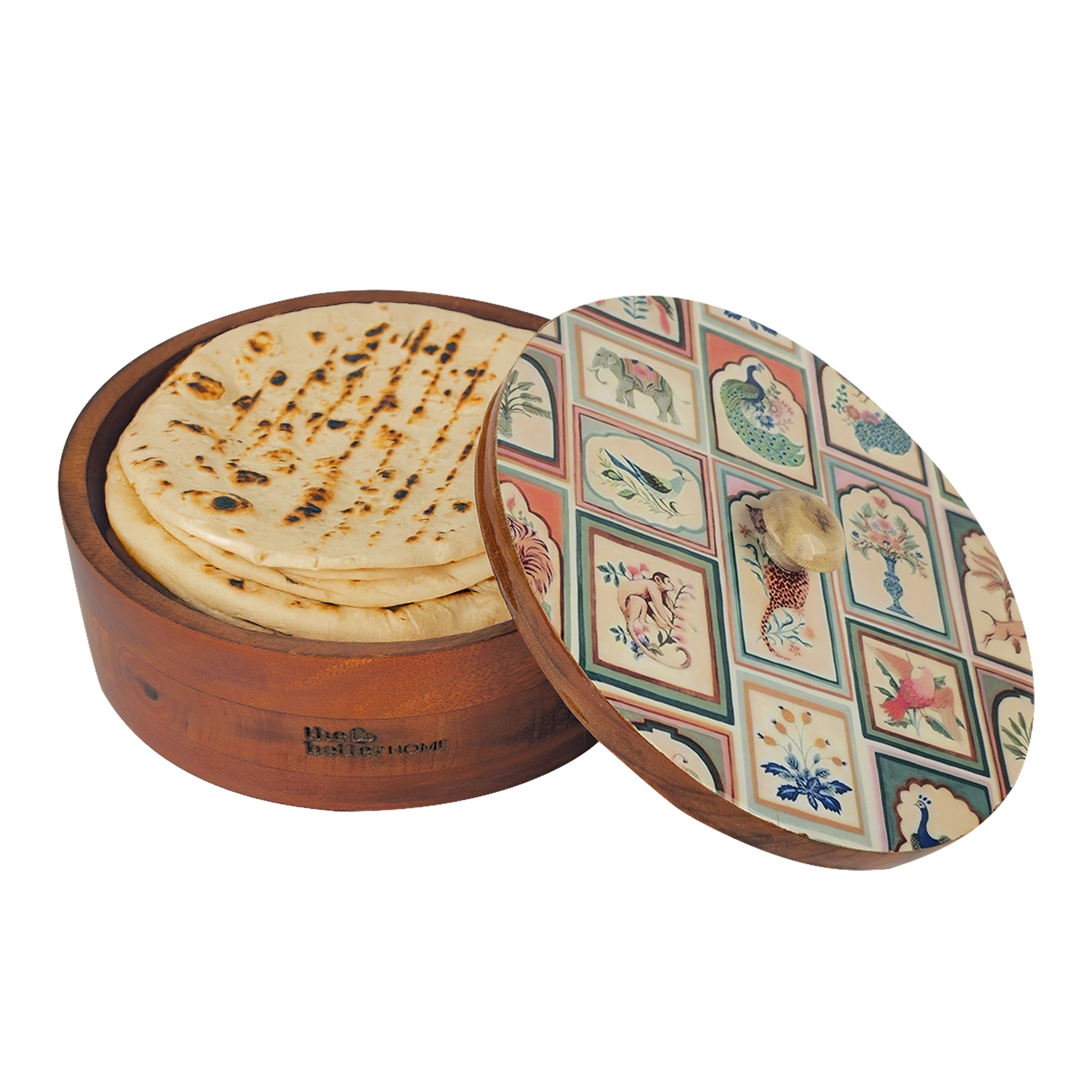 Jenama Roti Bees Buy Wooden Roti Casserole: 2L Serving Dish with Artistic Mina Work ...
