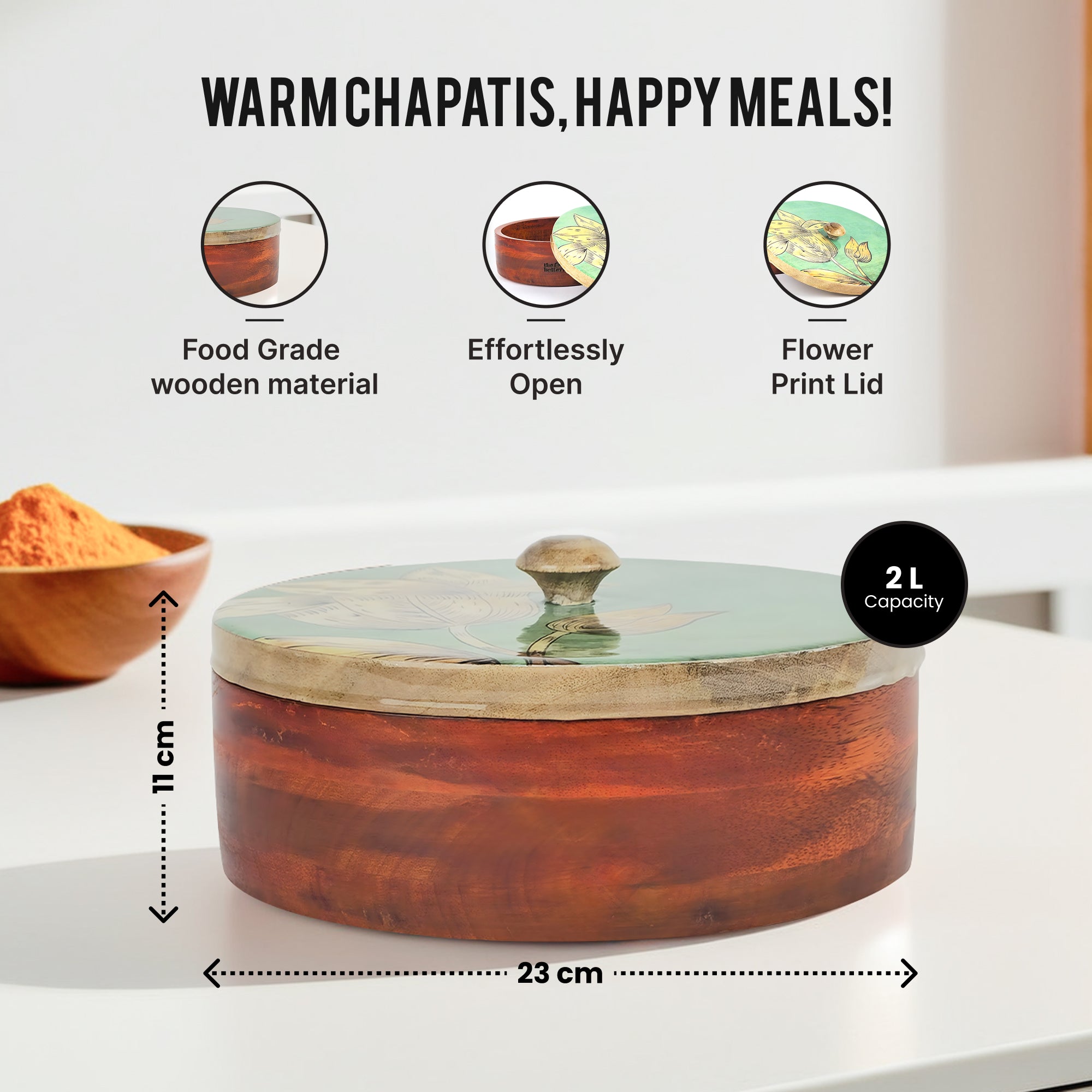 The Better Home Wooden Roti Casserole - Family gathering essential