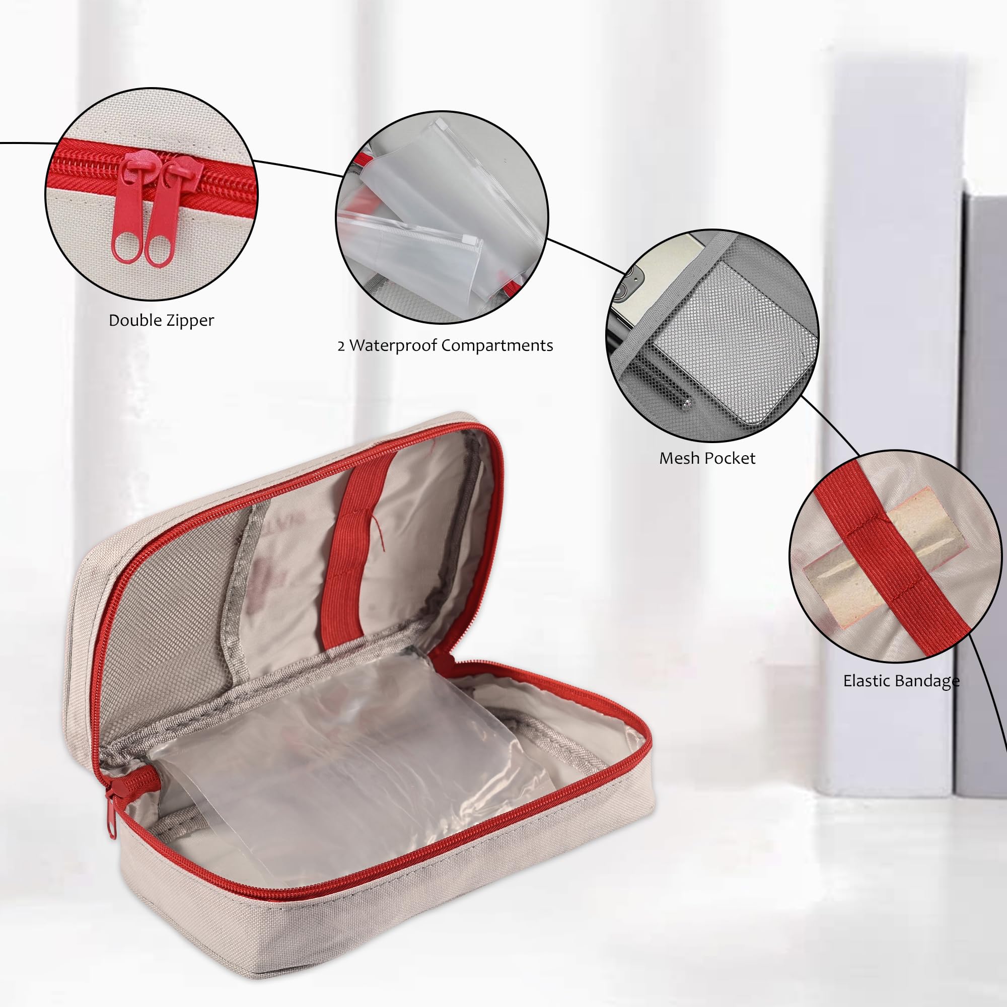 Kuber Industries Emergency Medical Essentials Pouch - Grey Travel Aid