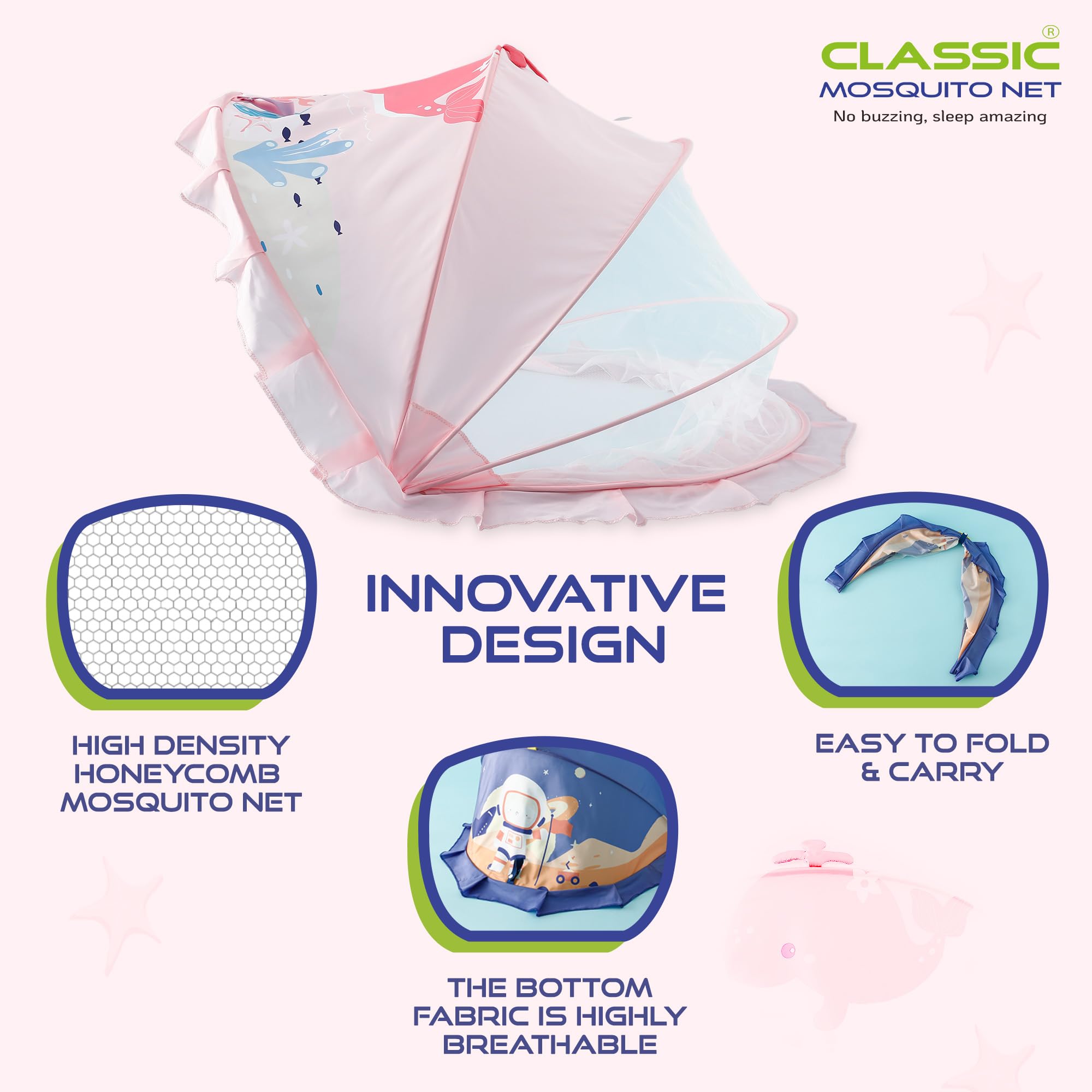 Classic Mosquito Net - Cute dolphin print for infants