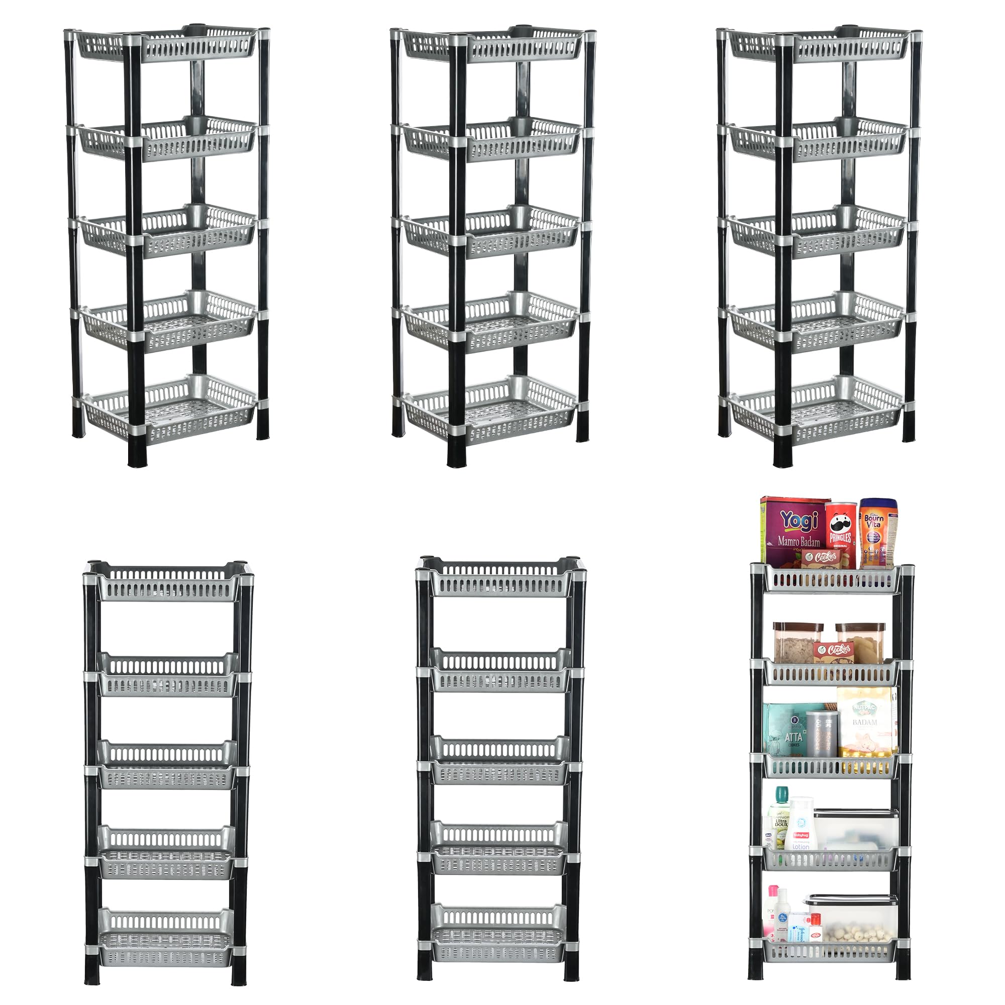 Buy 5-Layer Multipurpose Kitchen Organizer: Silver Storage Rack ...