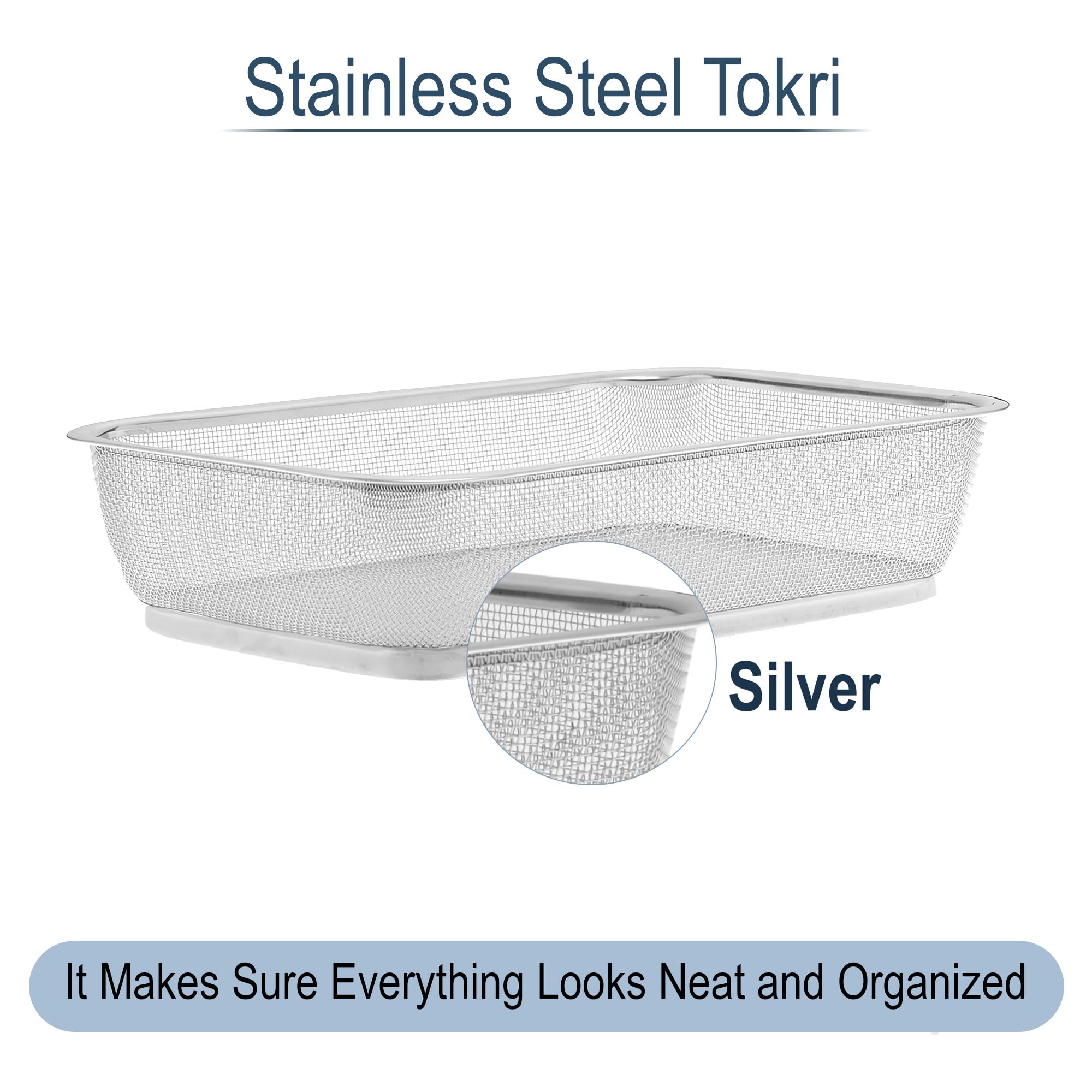 Kuber Industries stainless steel storage basket - dining table use