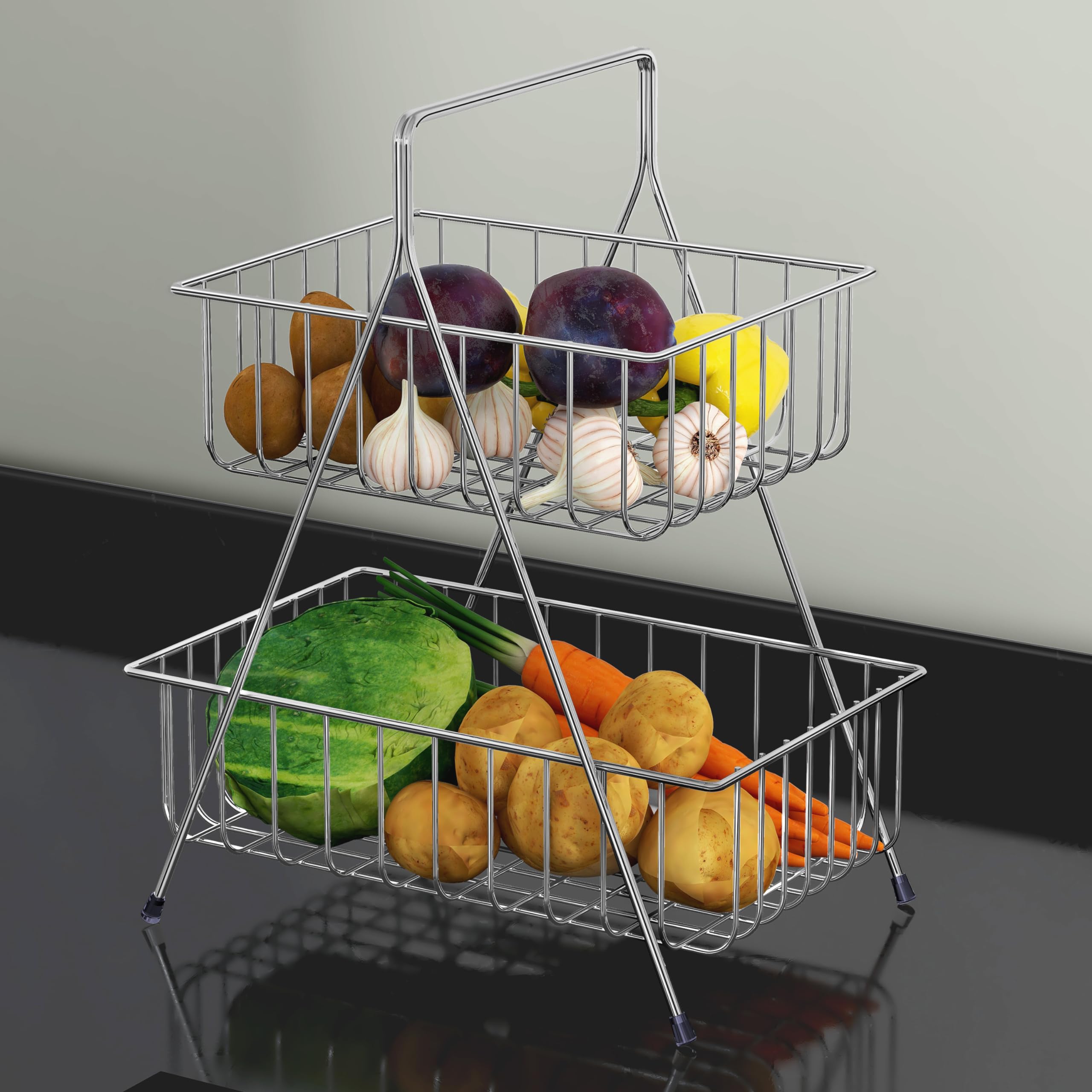 Plantex Stylish Chrome Basket - Home Decor Enhancement