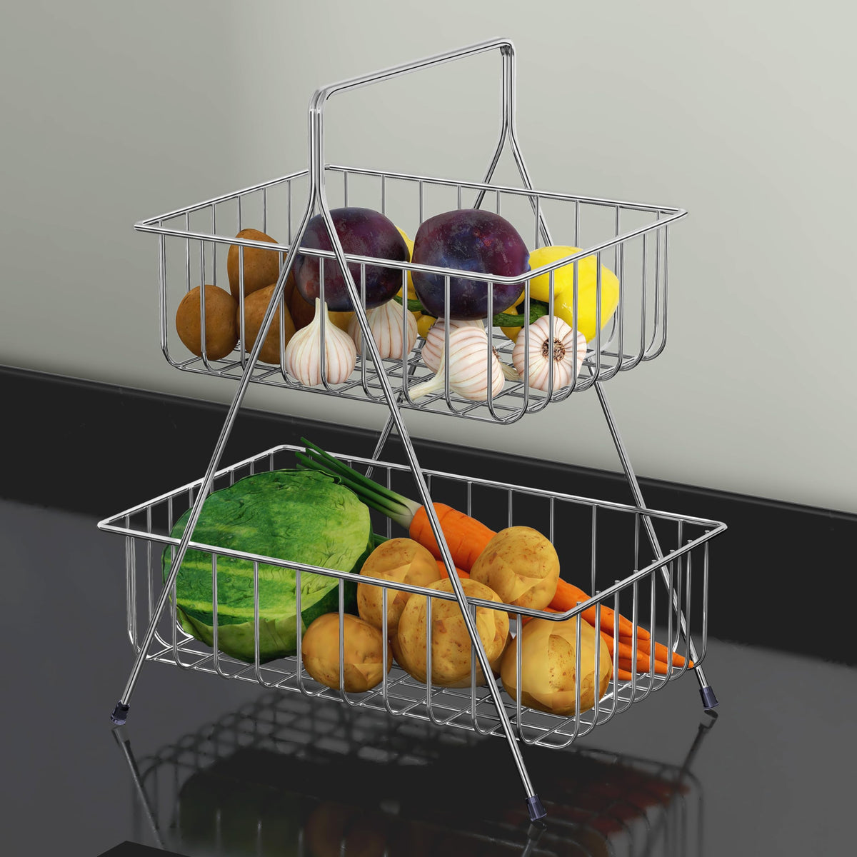 Plantex Stylish Chrome Basket - Home Decor Enhancement