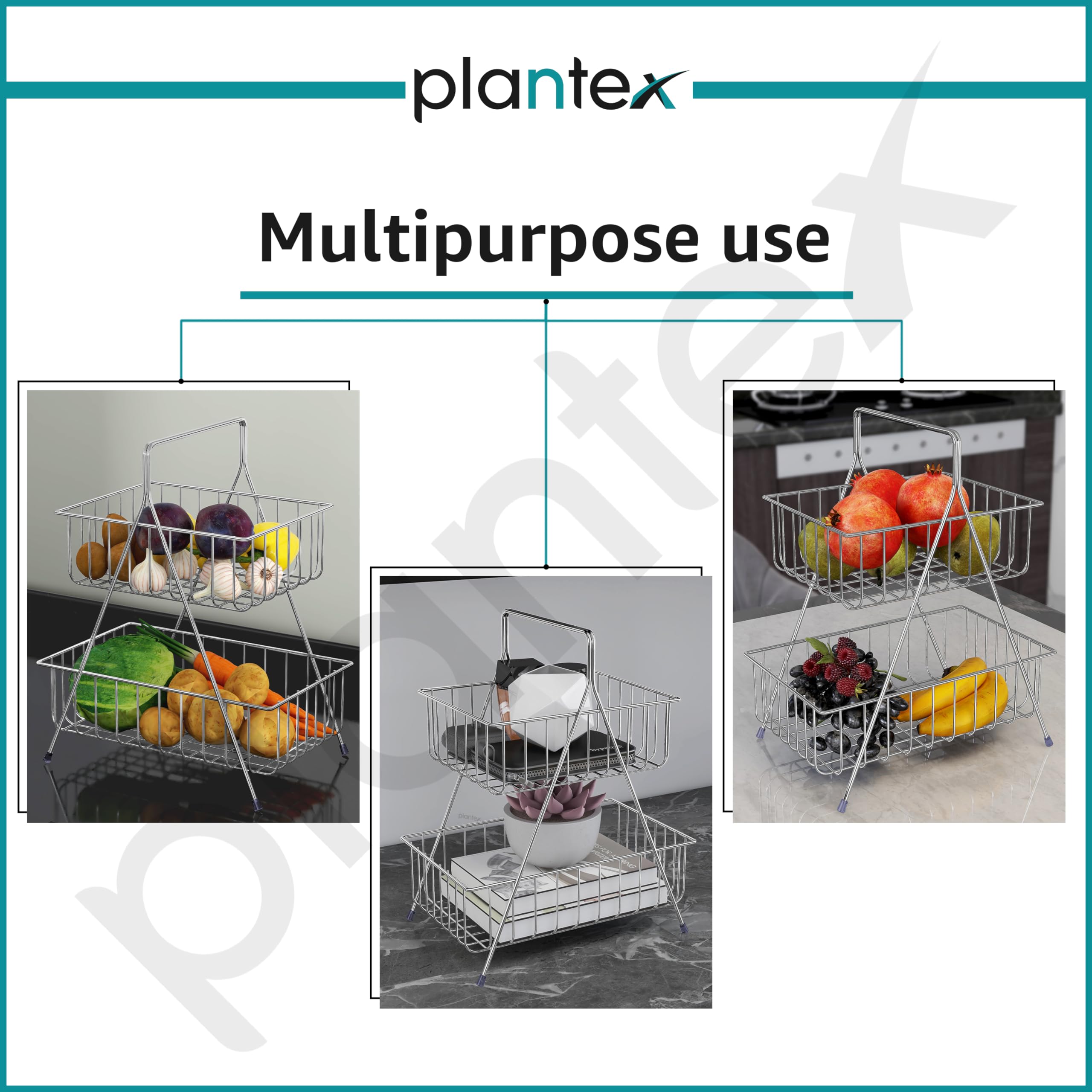 Plantex 2-Tier Basket - Modern Kitchen Accessory