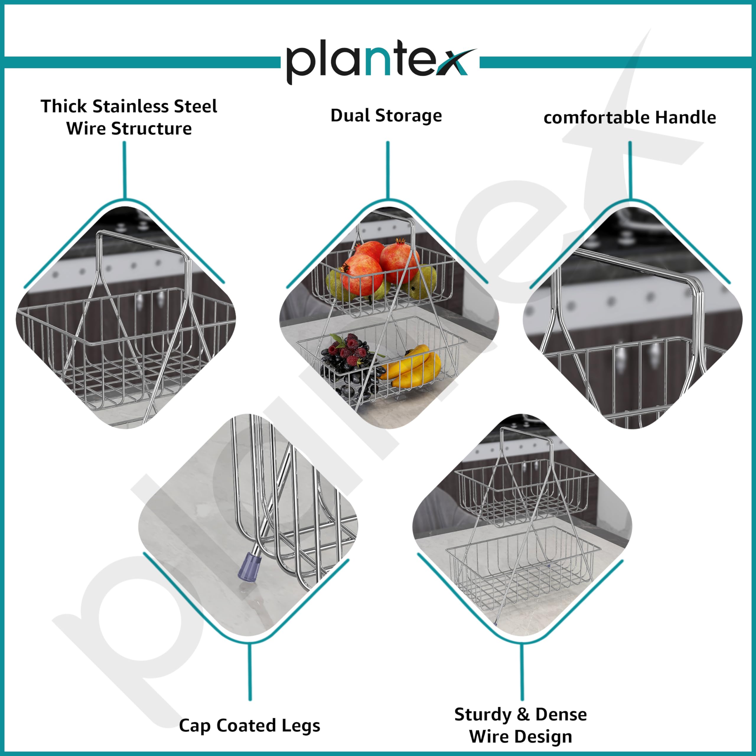 Plantex Chrome Fruit Basket - Pantry Storage Solution