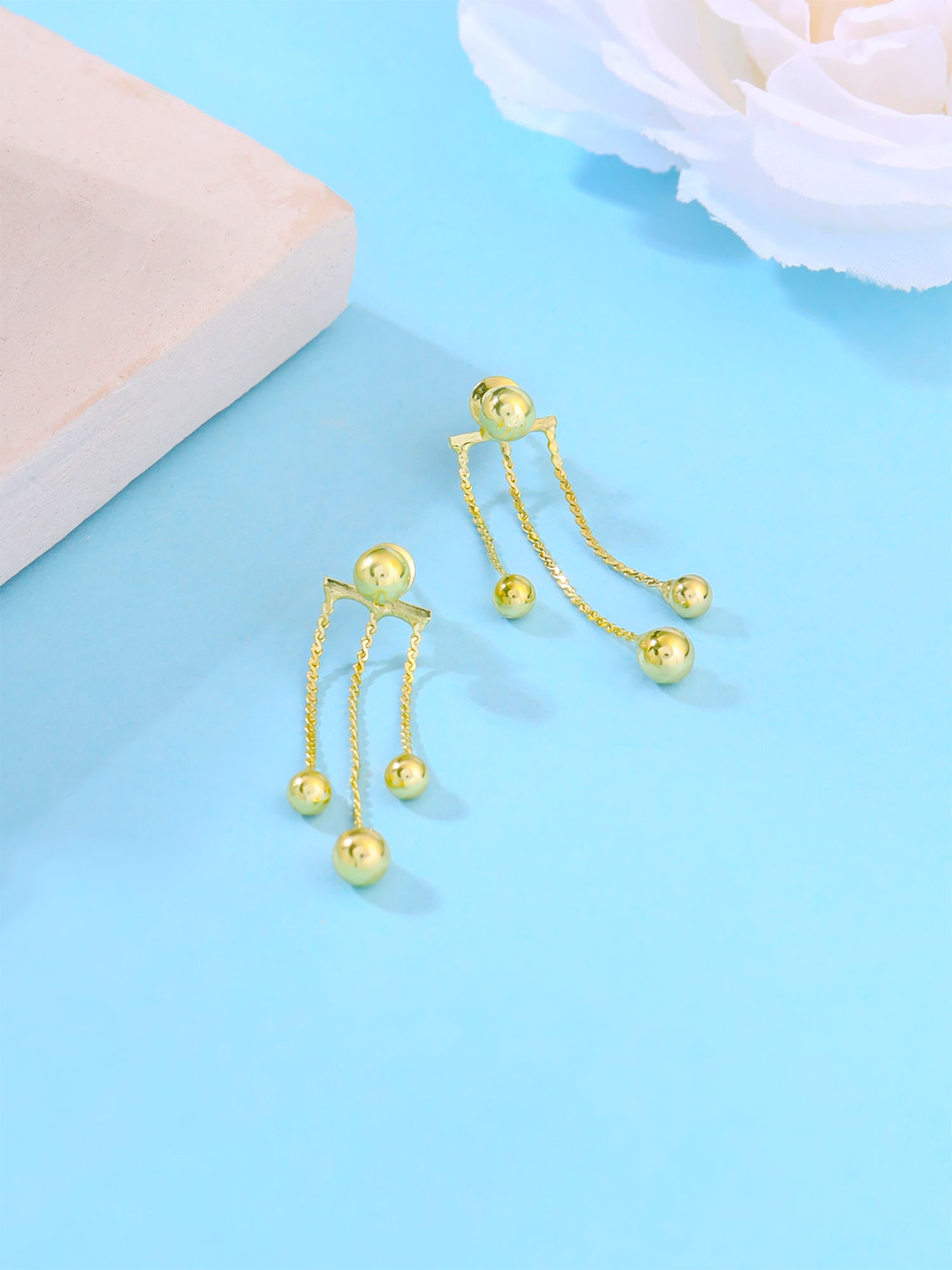 Yellow Chimes gold plated drop earrings - worn at parties