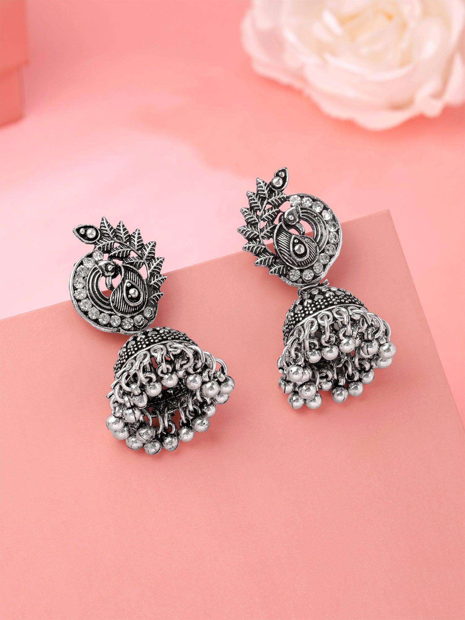 Yellow Chimes oxidized jhumka earrings - perfect for traditional outfits