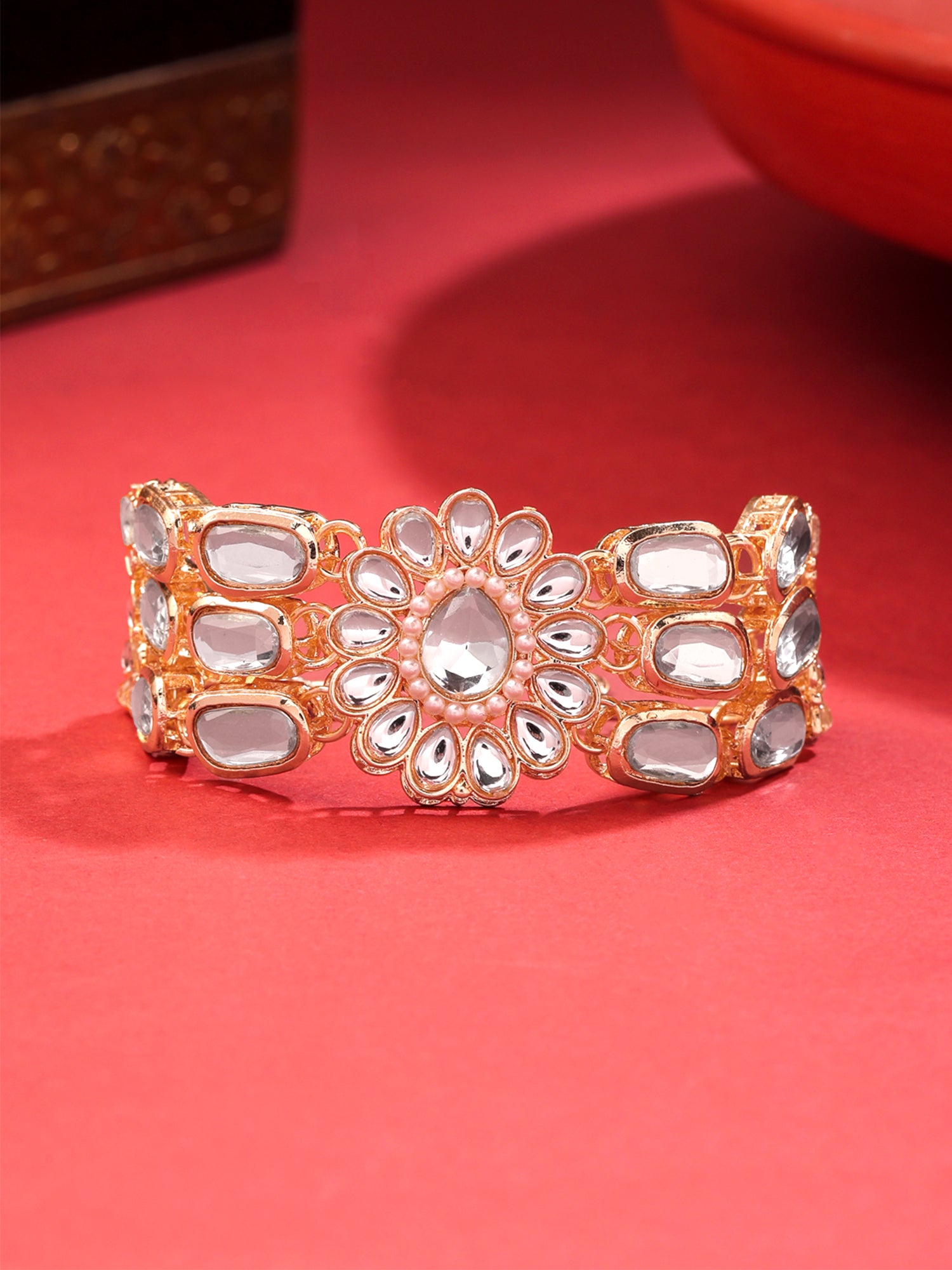 Yellow Chimes bracelet - Traditional Kundan design for special occasions