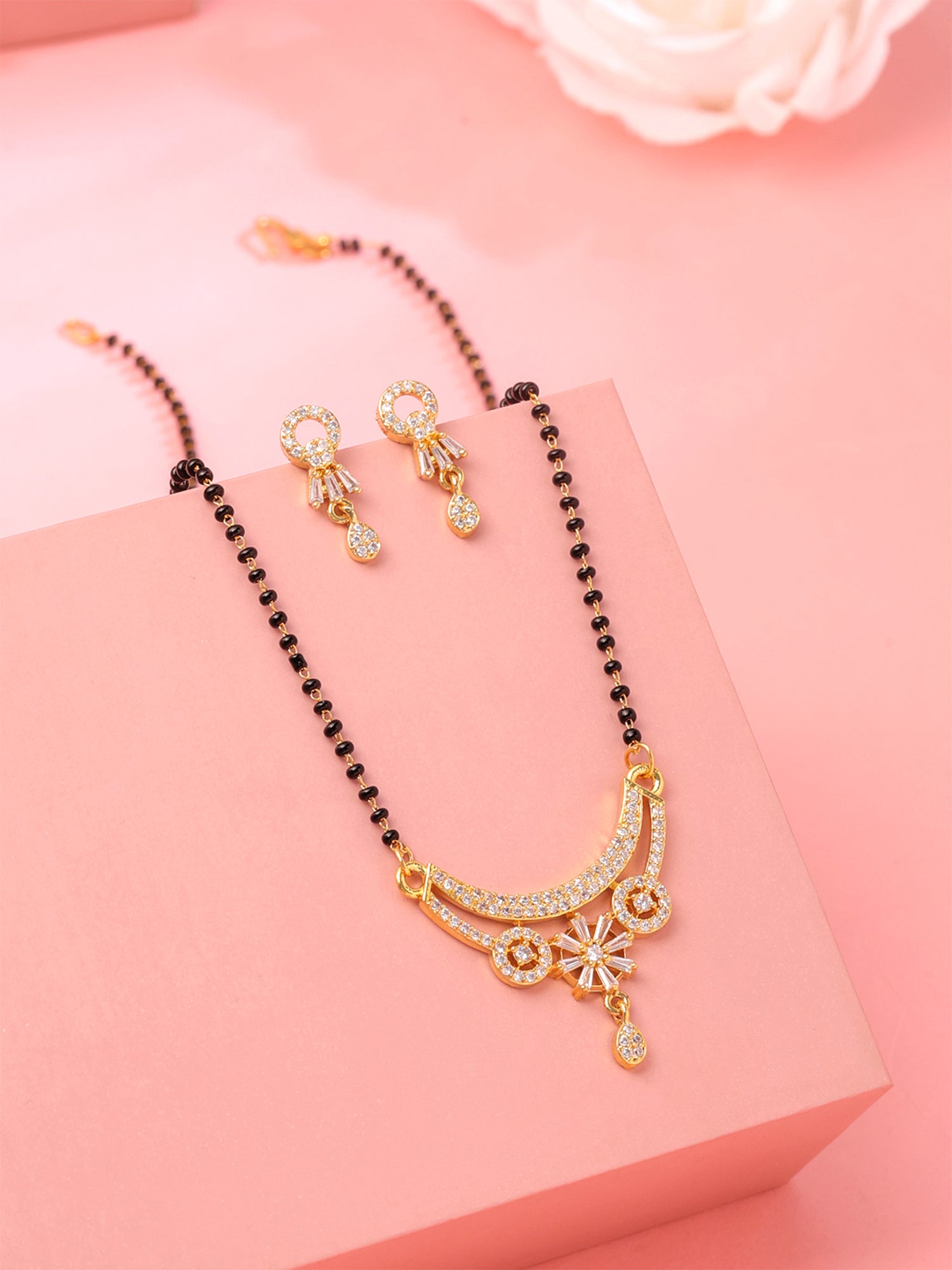Yellow Chimes AD Mangalsutra Set - Stylish everyday jewelry