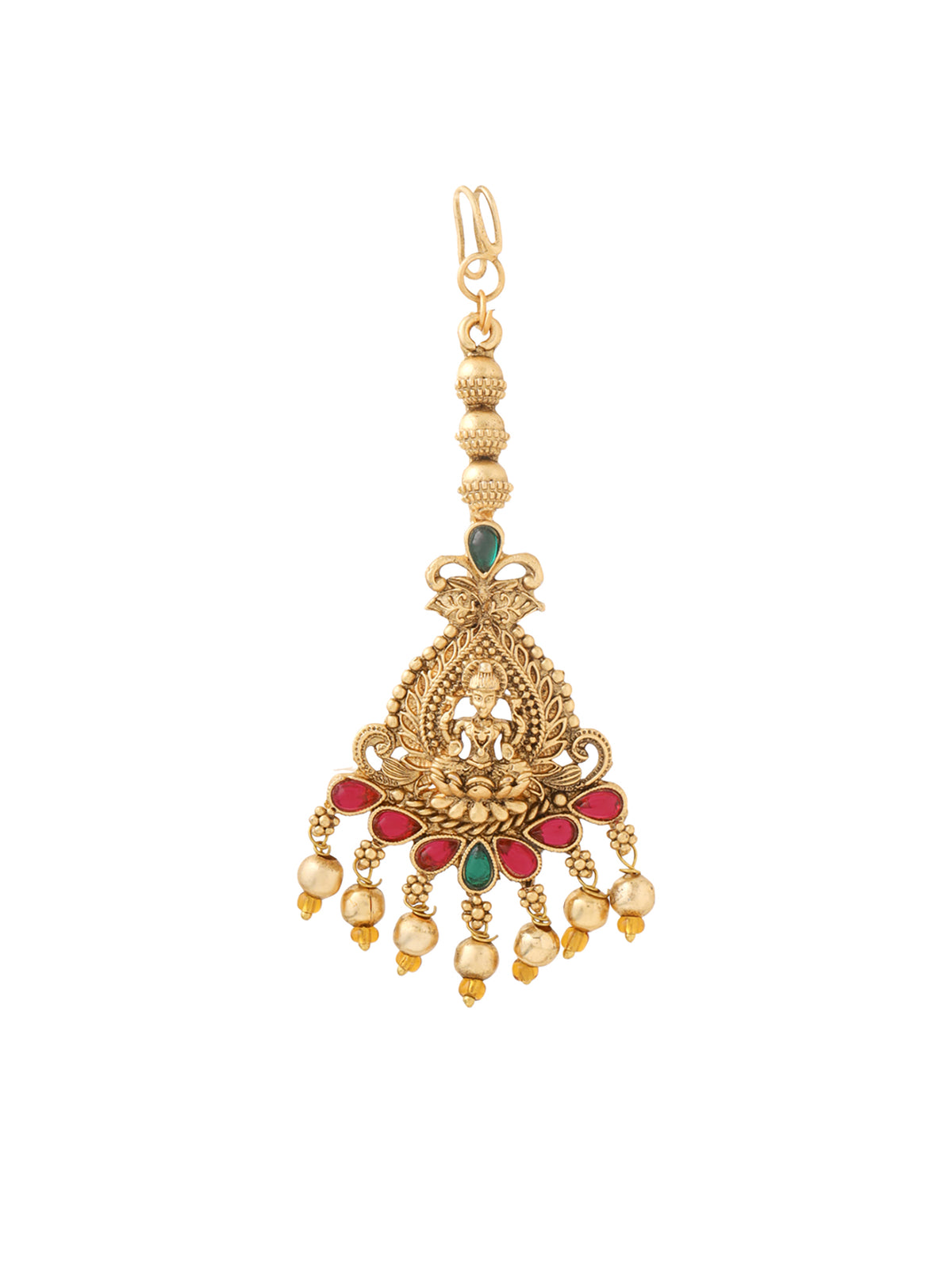 Yellow Chimes Maang Tikka - Lightweight hair adornment for parties