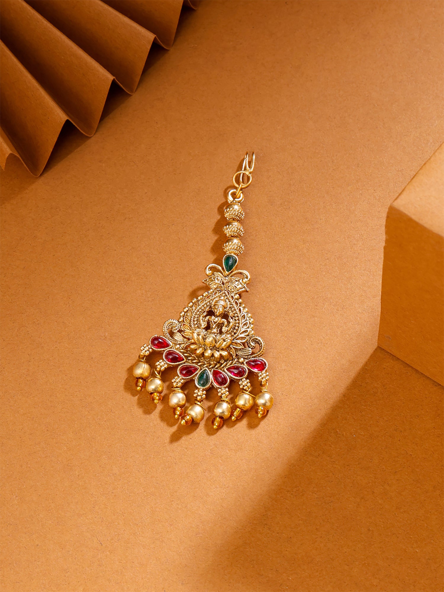 Yellow Chimes Maang Tikka - Beautiful hair accessory for celebrations