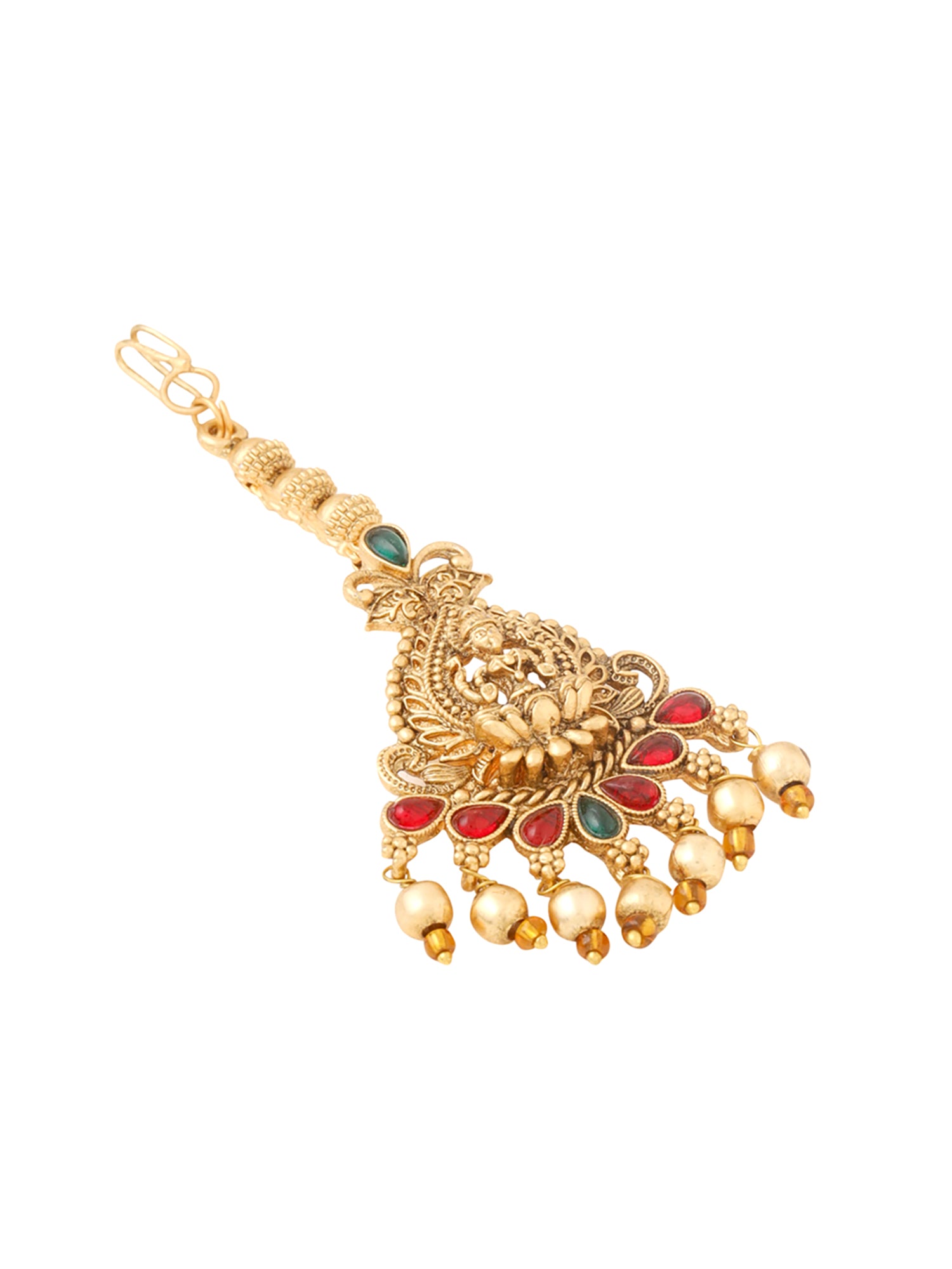 Yellow Chimes Maang Tikka - Traditional wedding accessory