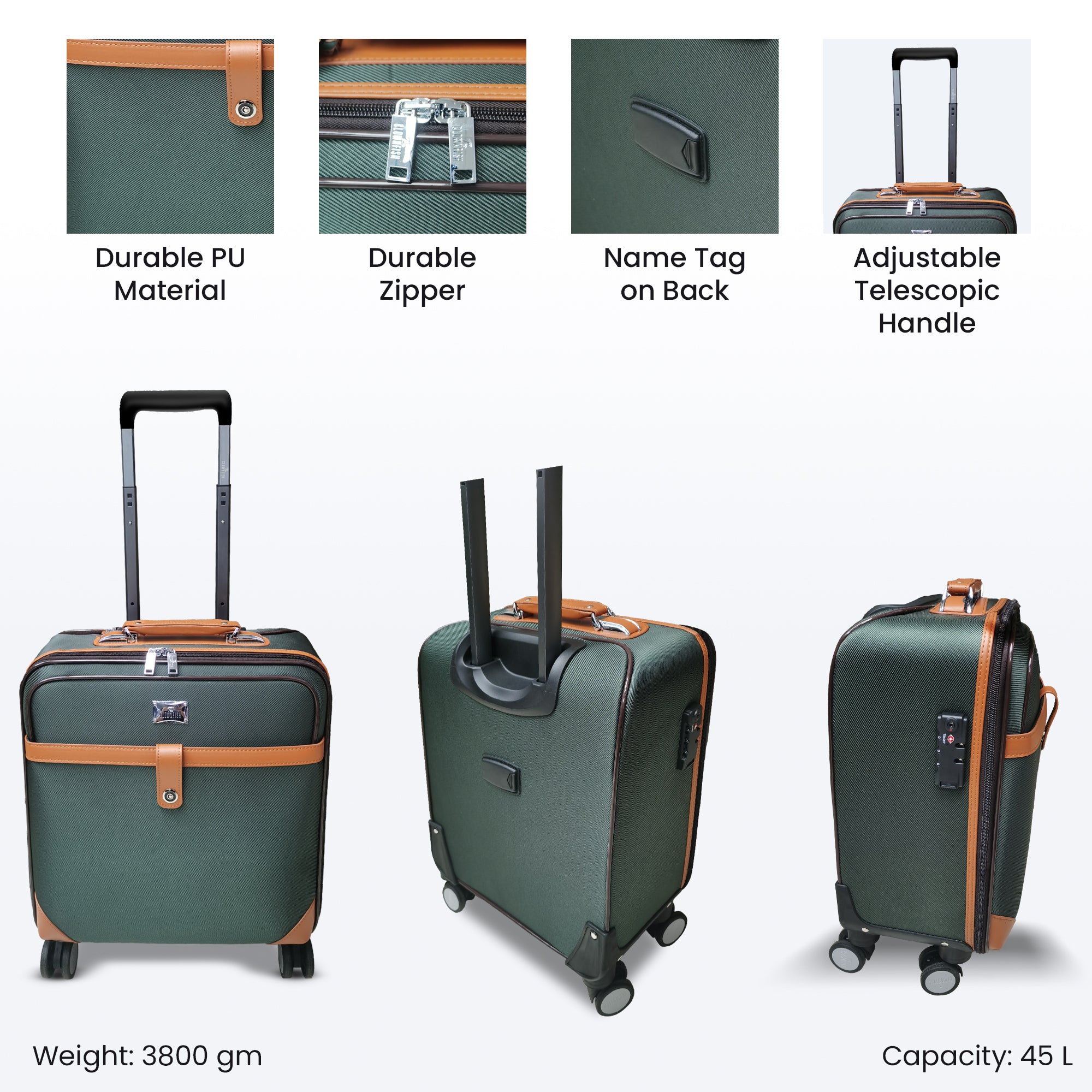 Clownfish olive luggage - Easy maneuverability for adventures