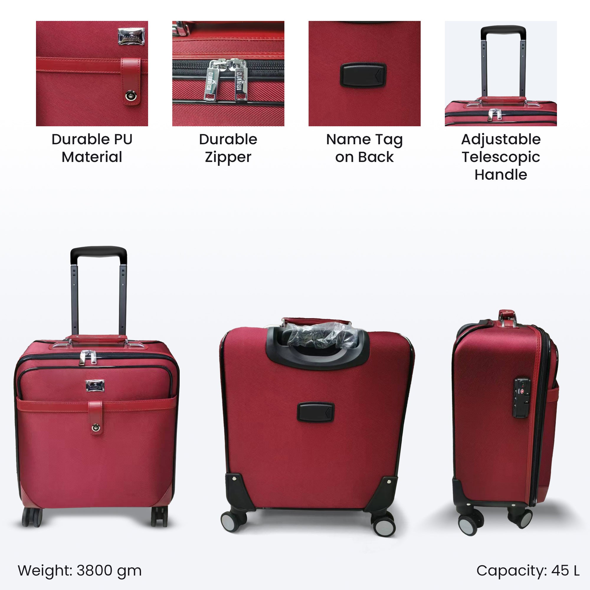 Clownfish soft handle suitcase - smooth airport navigation