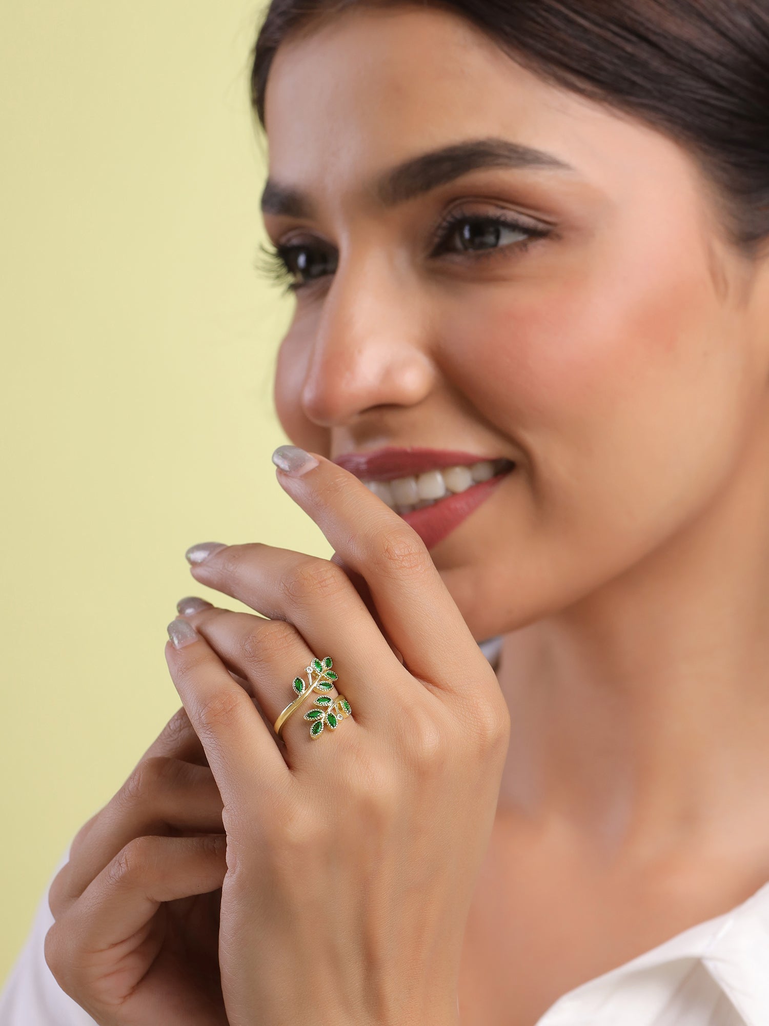 Yellow Chimes Adjustable Leaf Shaped Ring - Perfect gift for girlfriends