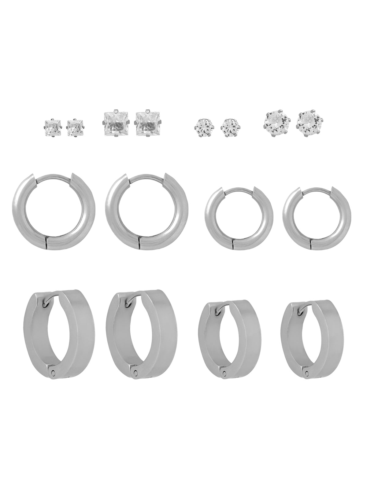 Yellow Chimes men's earrings - trendy silver hoops