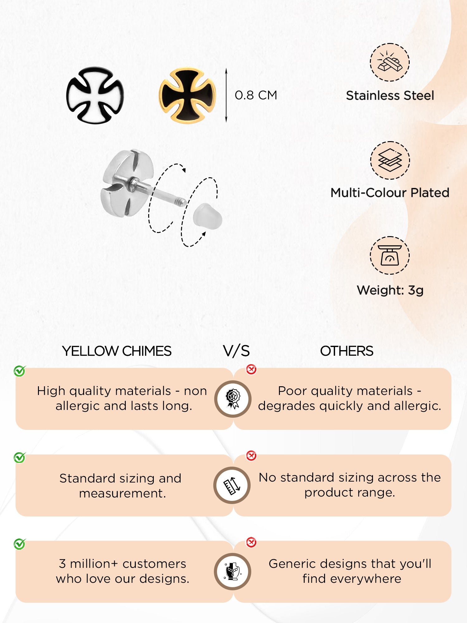 Yellow Chimes stainless steel earrings - Casual outing accessory