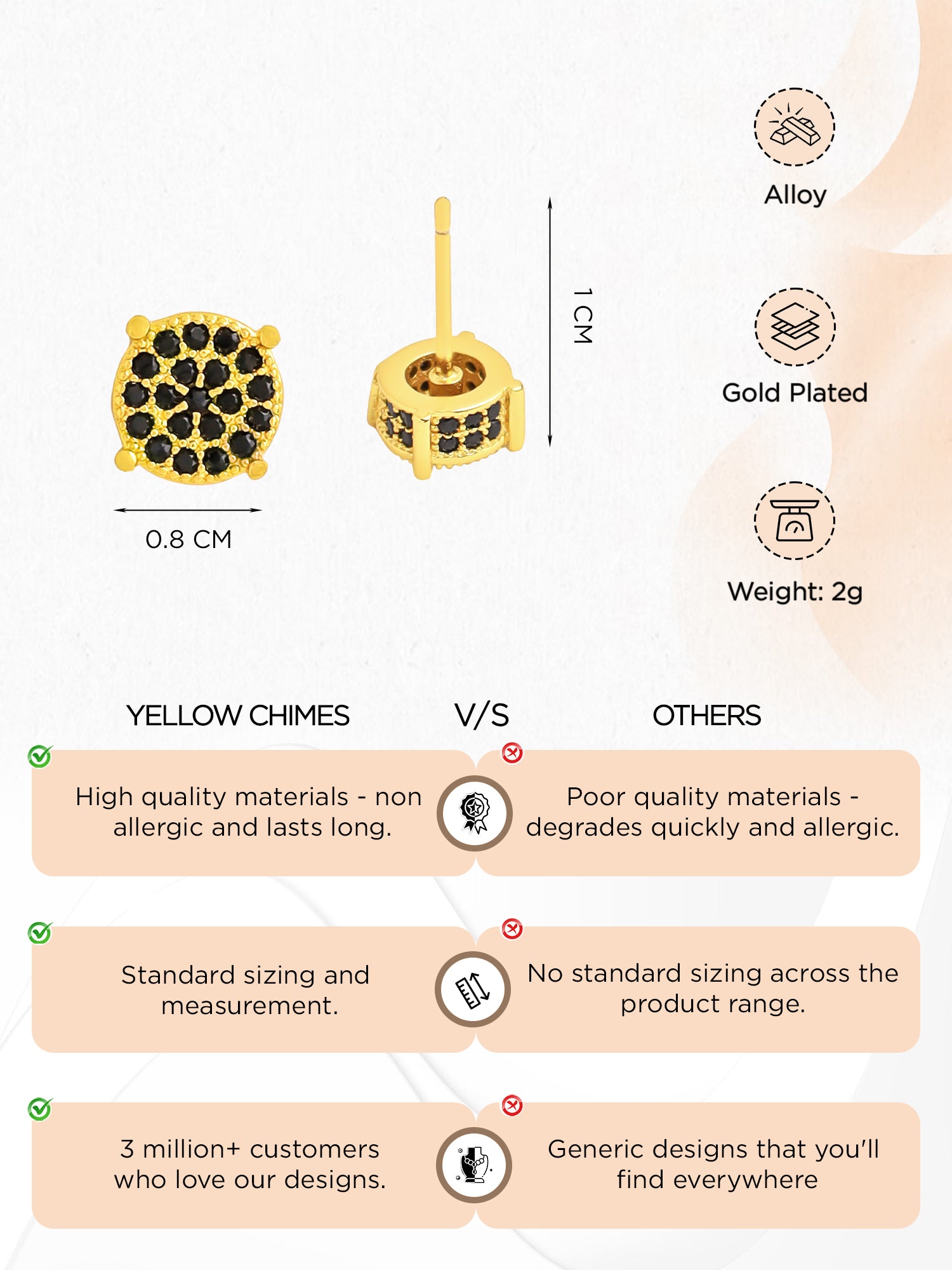Yellow Chimes stud earrings - everyday style