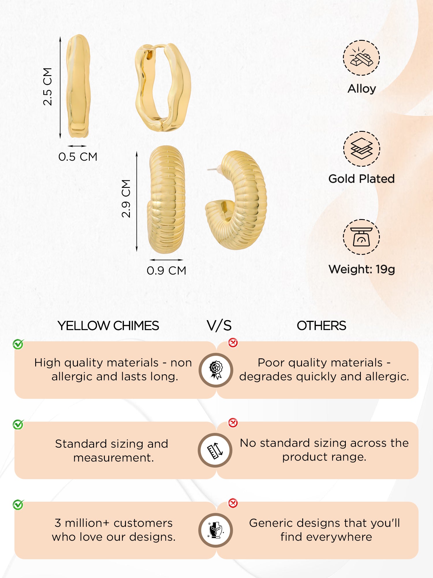 Yellow Chimes hoop earrings - stylish addition for casual wear
